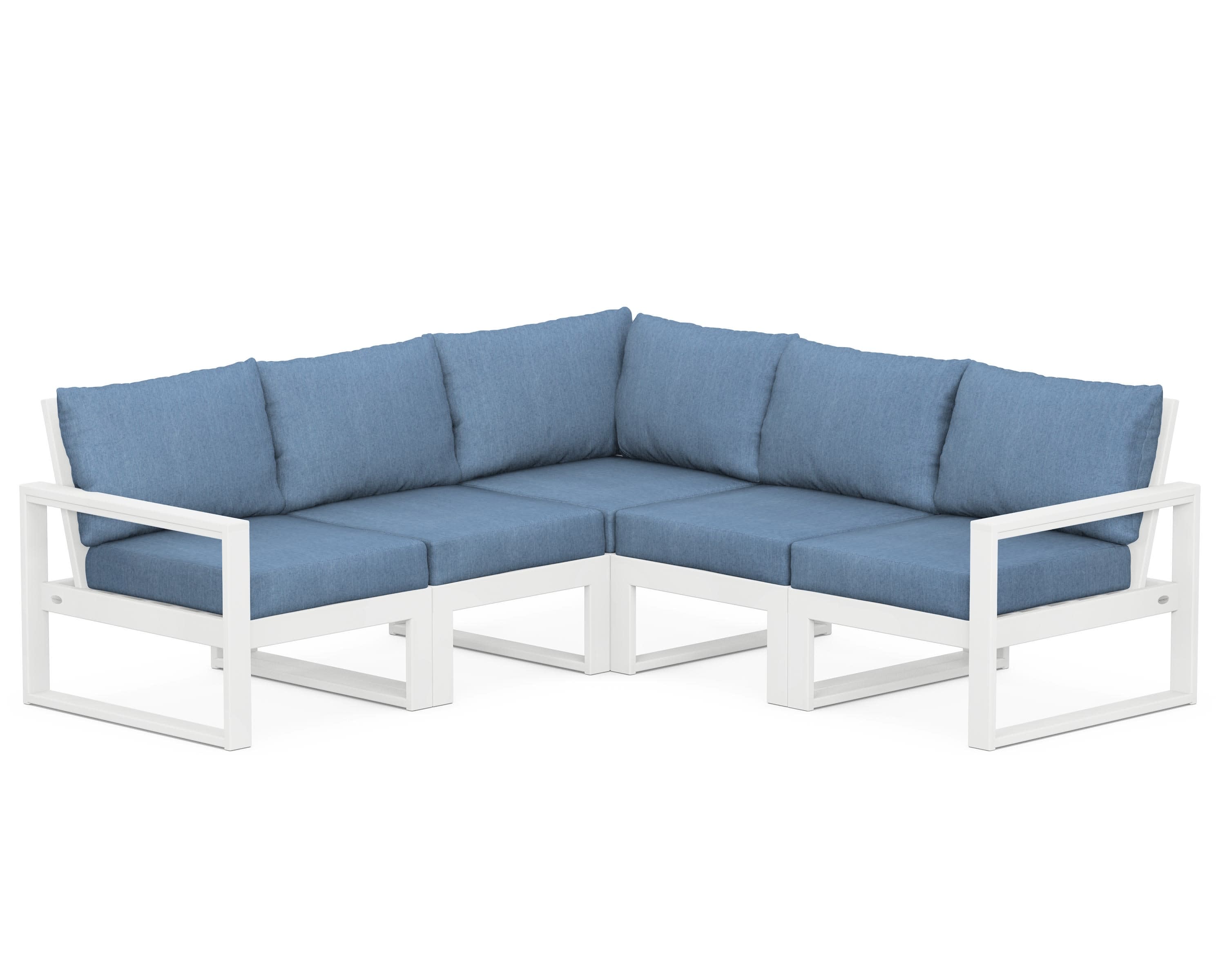 EDGE 5-Piece Modular Deep Seating Set in White / Sky Blue
