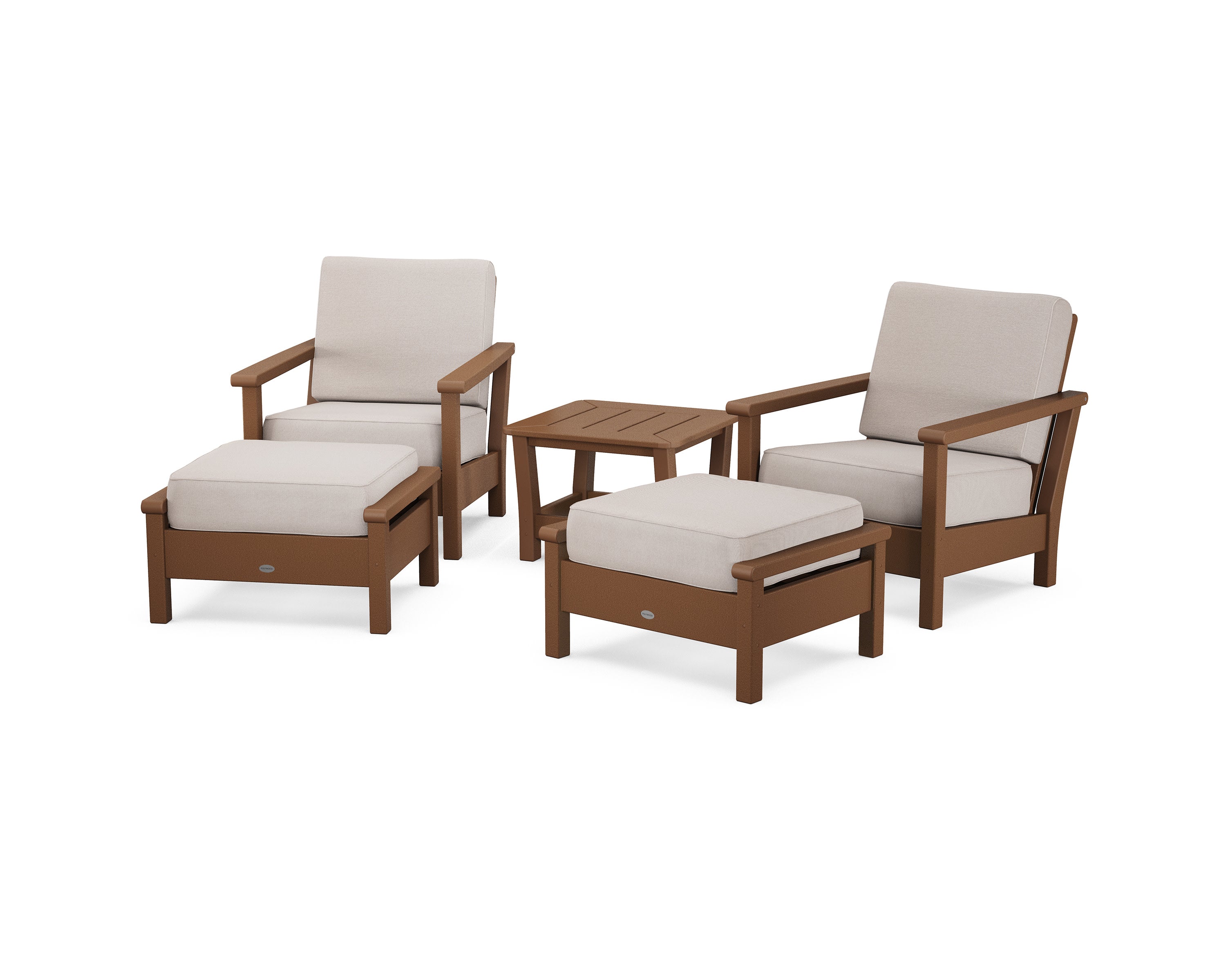 Harbour 5-Piece Deep Seating Chair Set in Teak / Dune Burlap