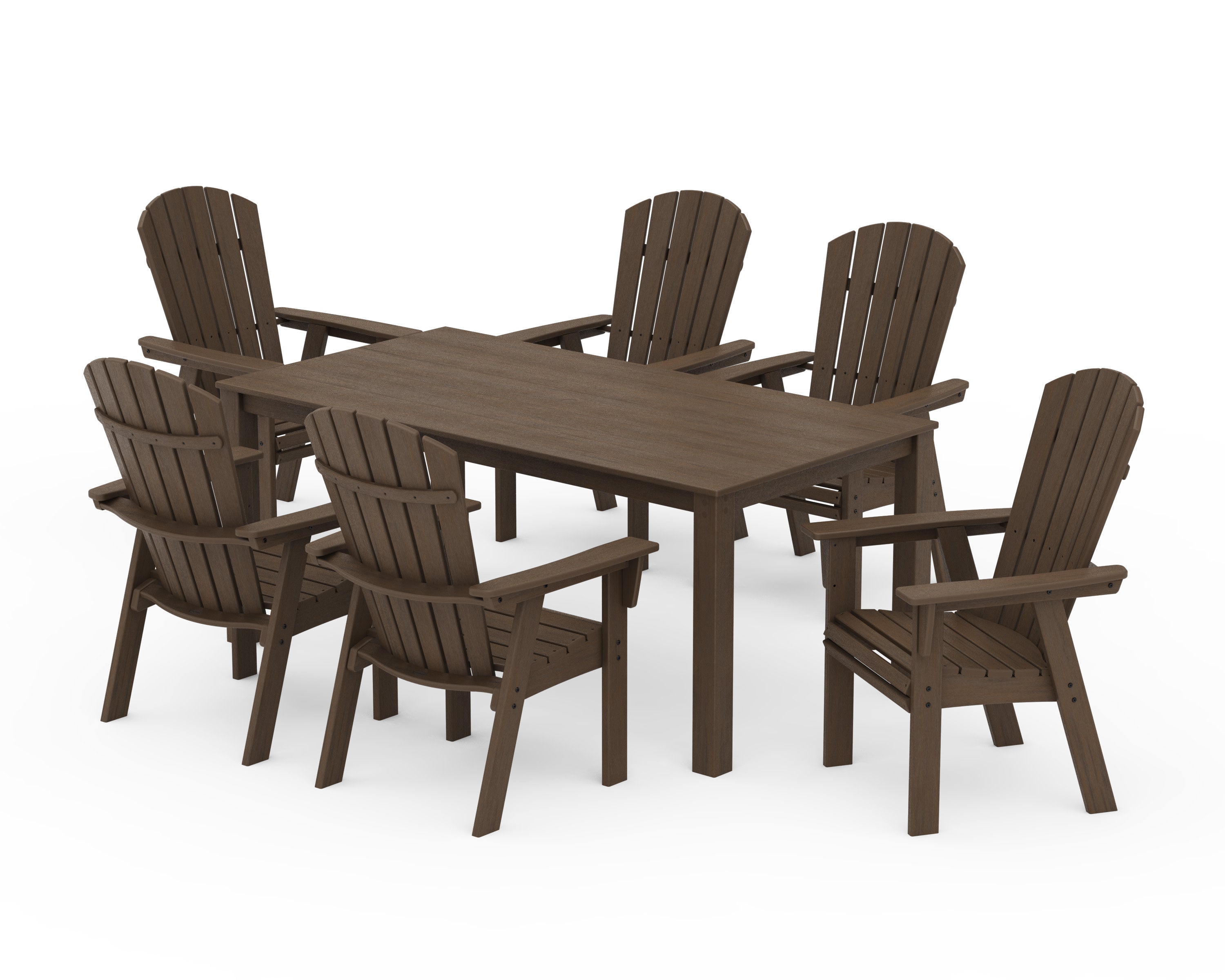 Nautical Curveback Adirondack 7-Piece Parsons Dining Set in Kona