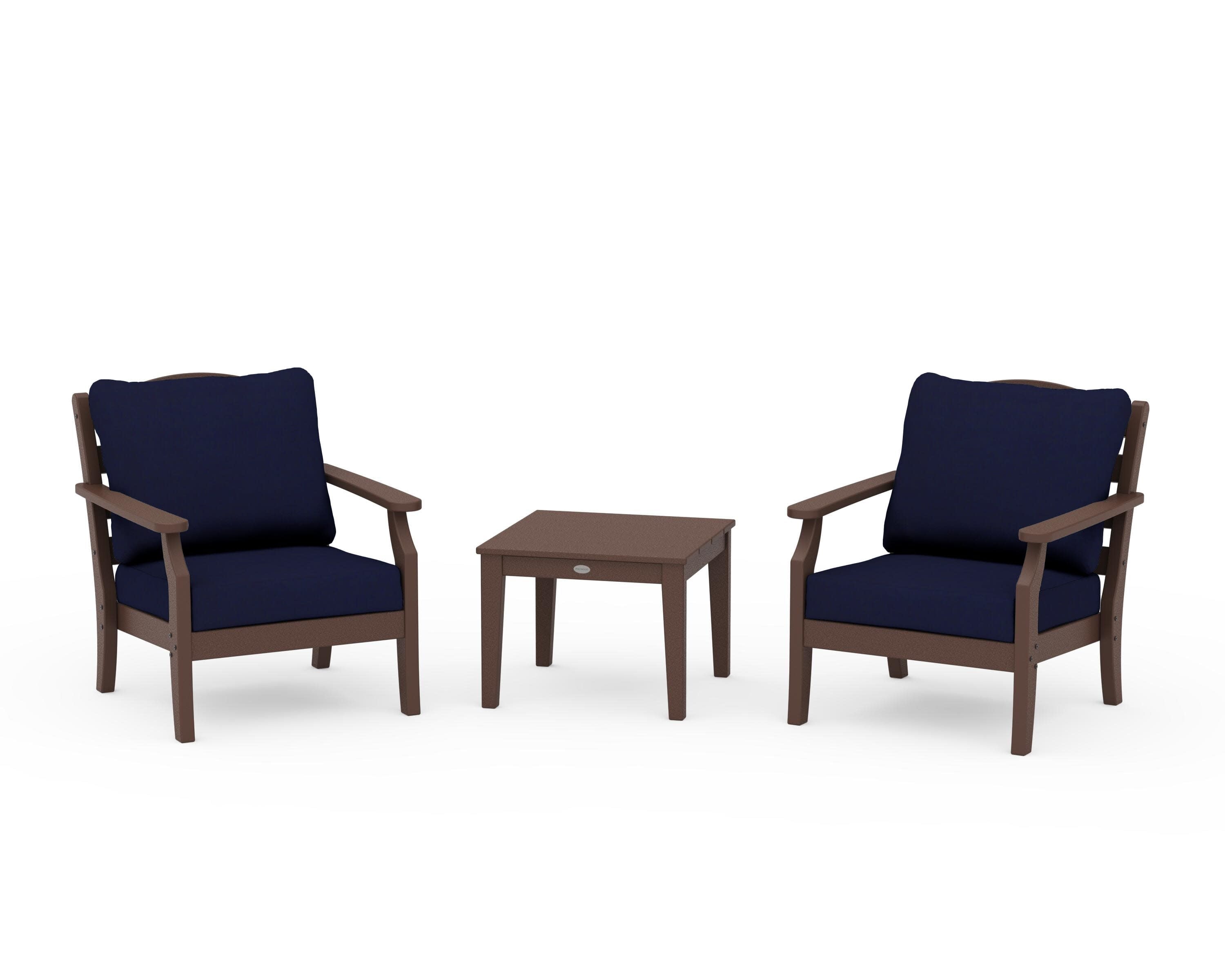 Savannah 3-Piece Deep Seating Set in Mahogany / Navy