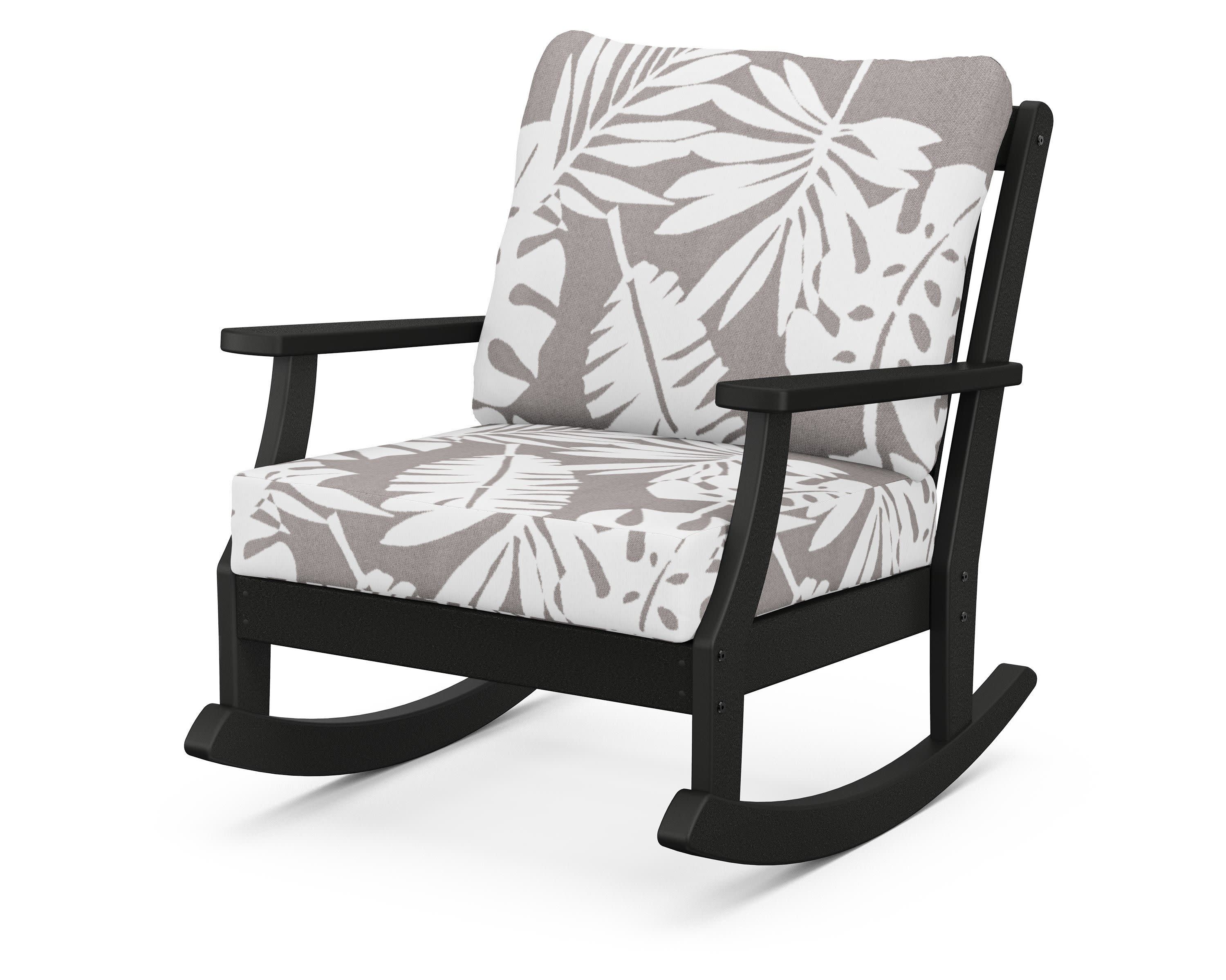 Braxton Deep Seating Rocking Chair in Black / Leaf Grey Mist