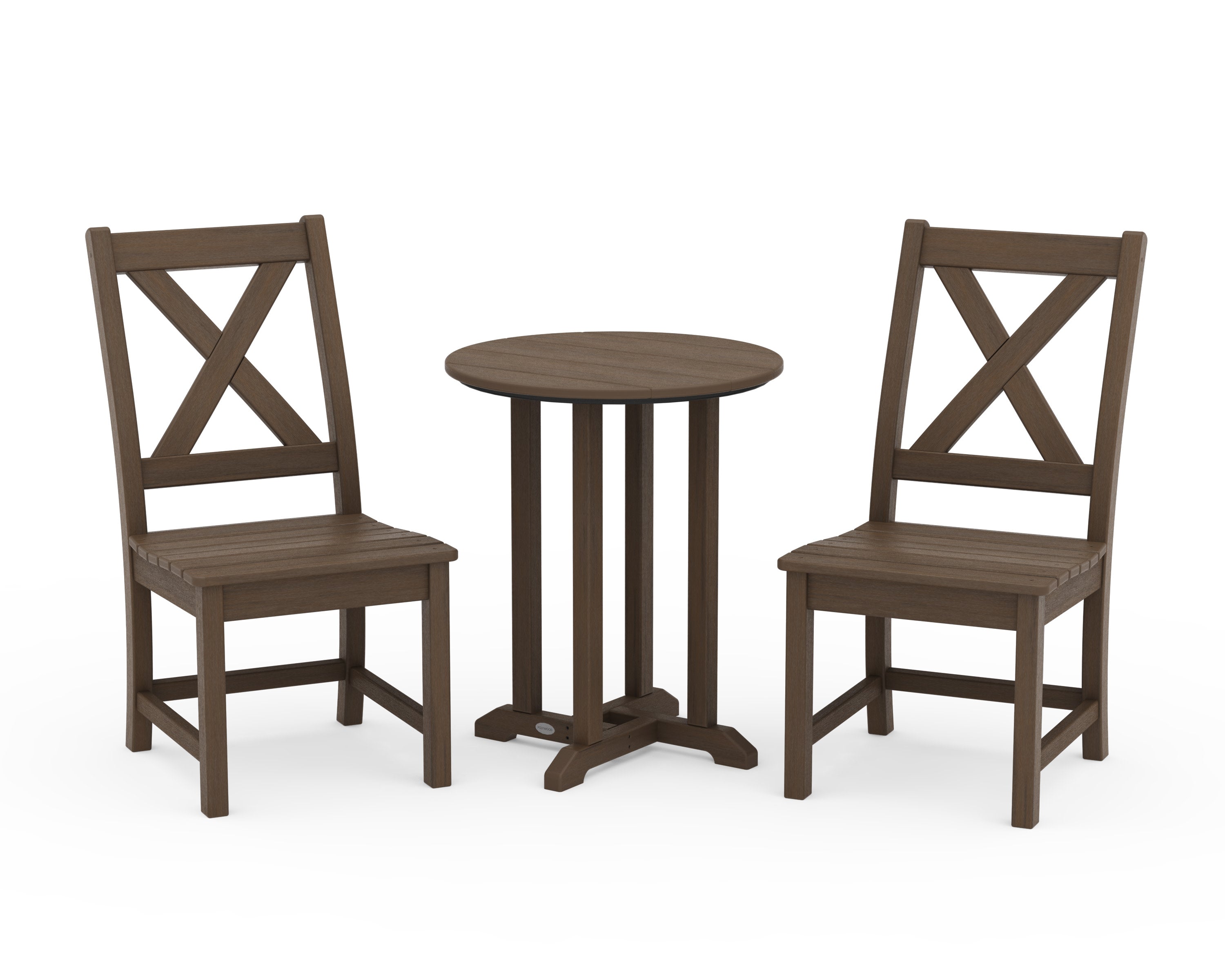 Braxton Side Chair 3-Piece Round Bistro Dining Set in Kona