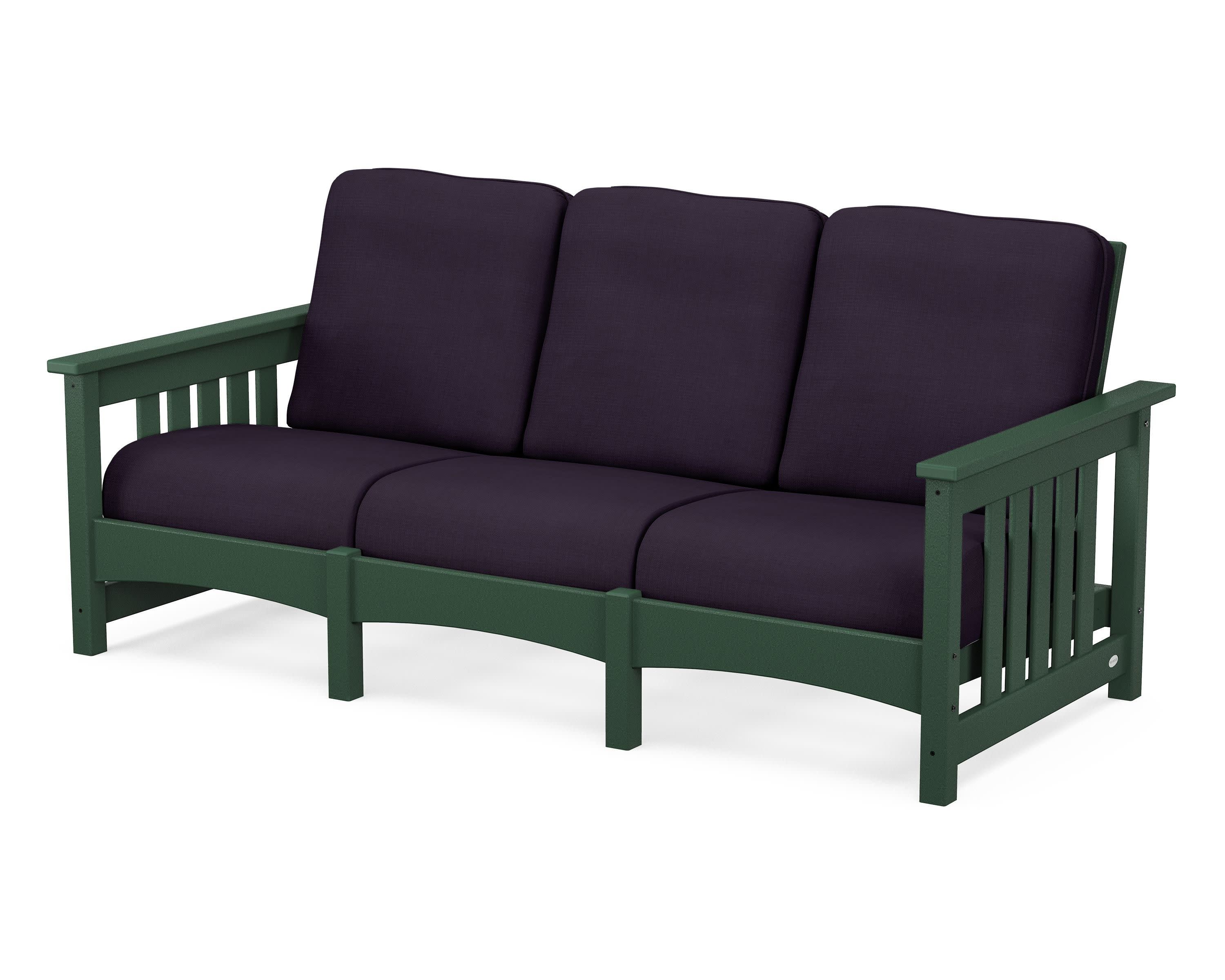 Club Mission Sofa in Green / Navy Linen