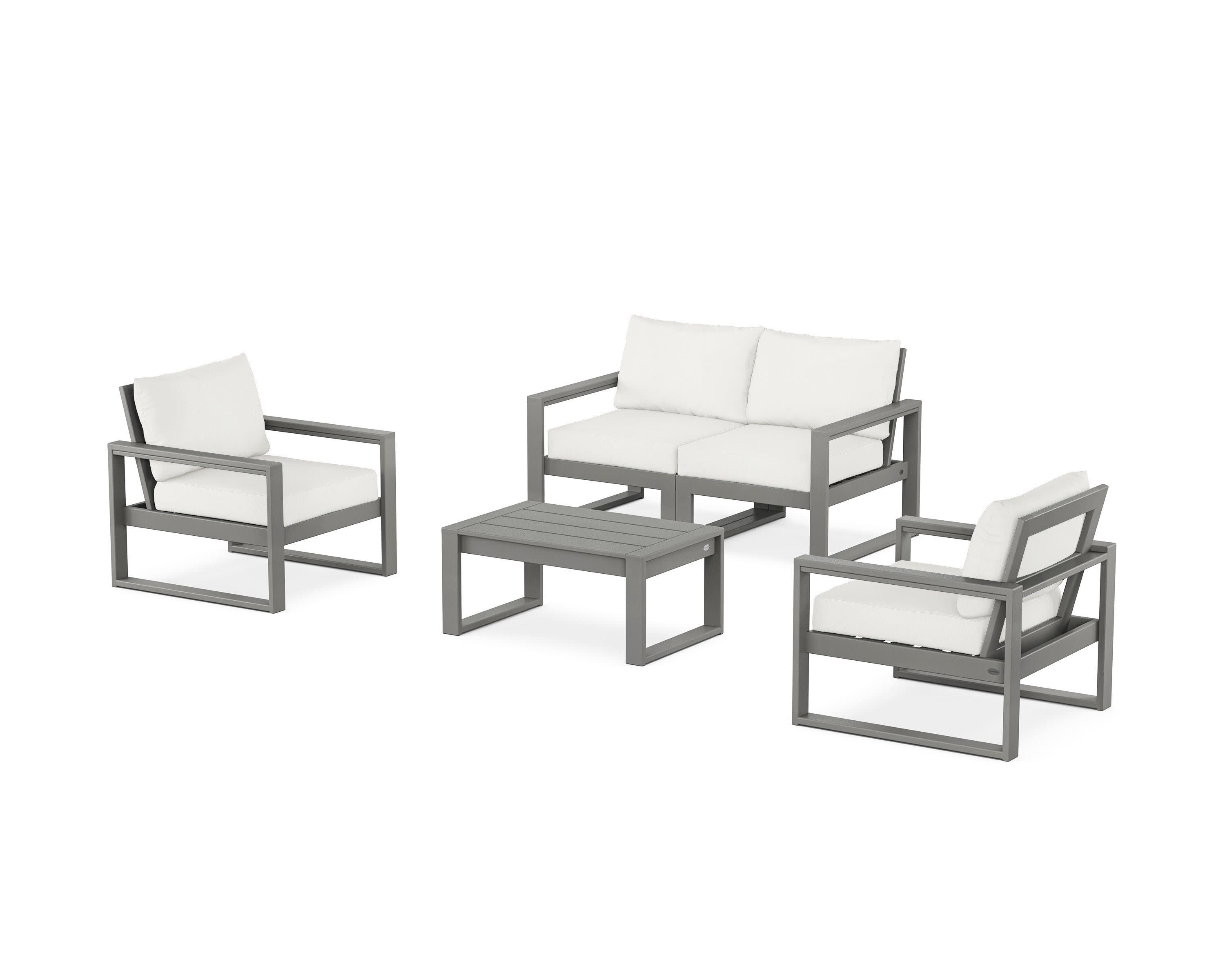 EDGE Sectional 4-Piece Deep Seating Set with Loveseat in Slate Grey / Natural Linen