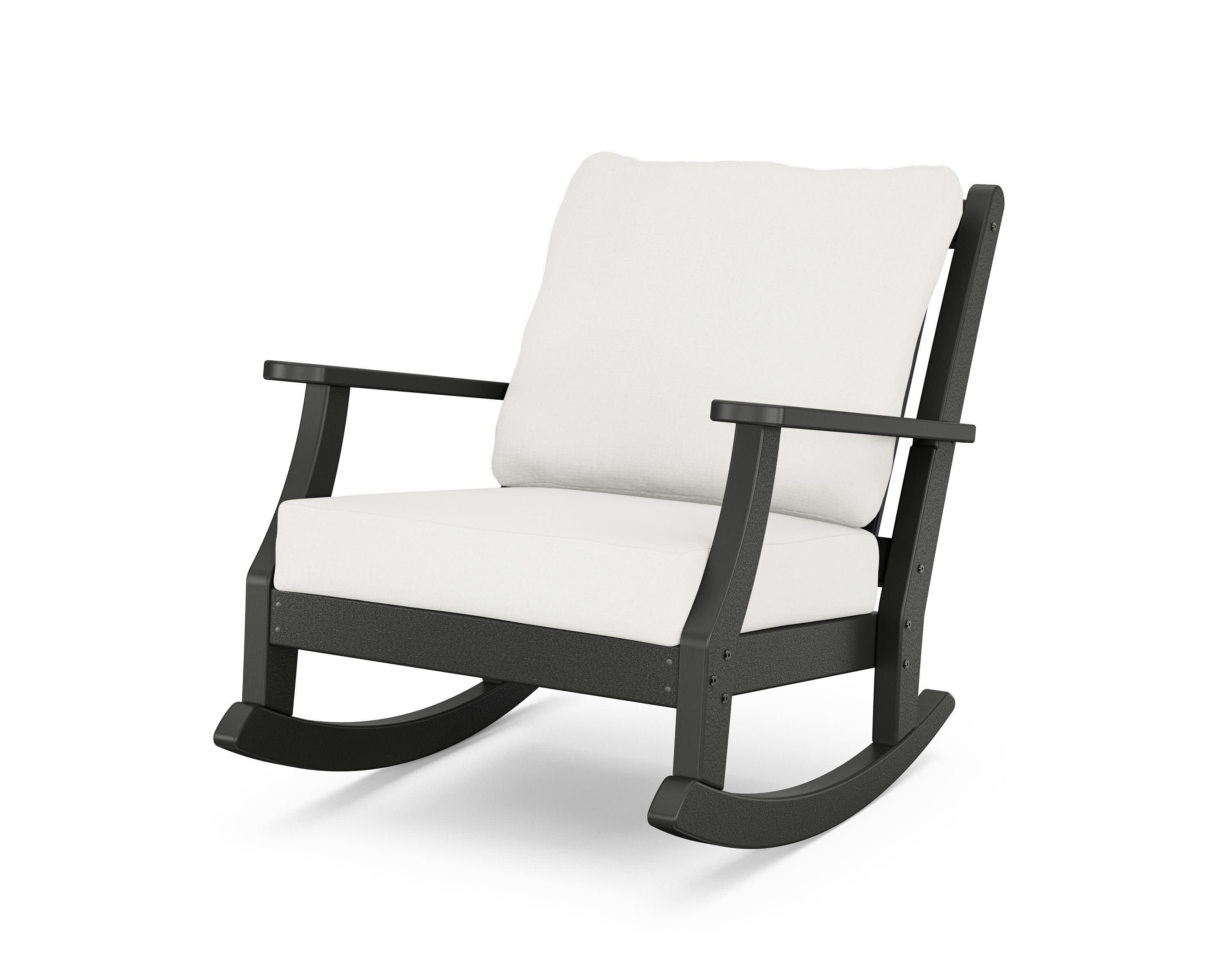 Wovendale Deep Seating Rocking Chair in Black / Natural Linen
