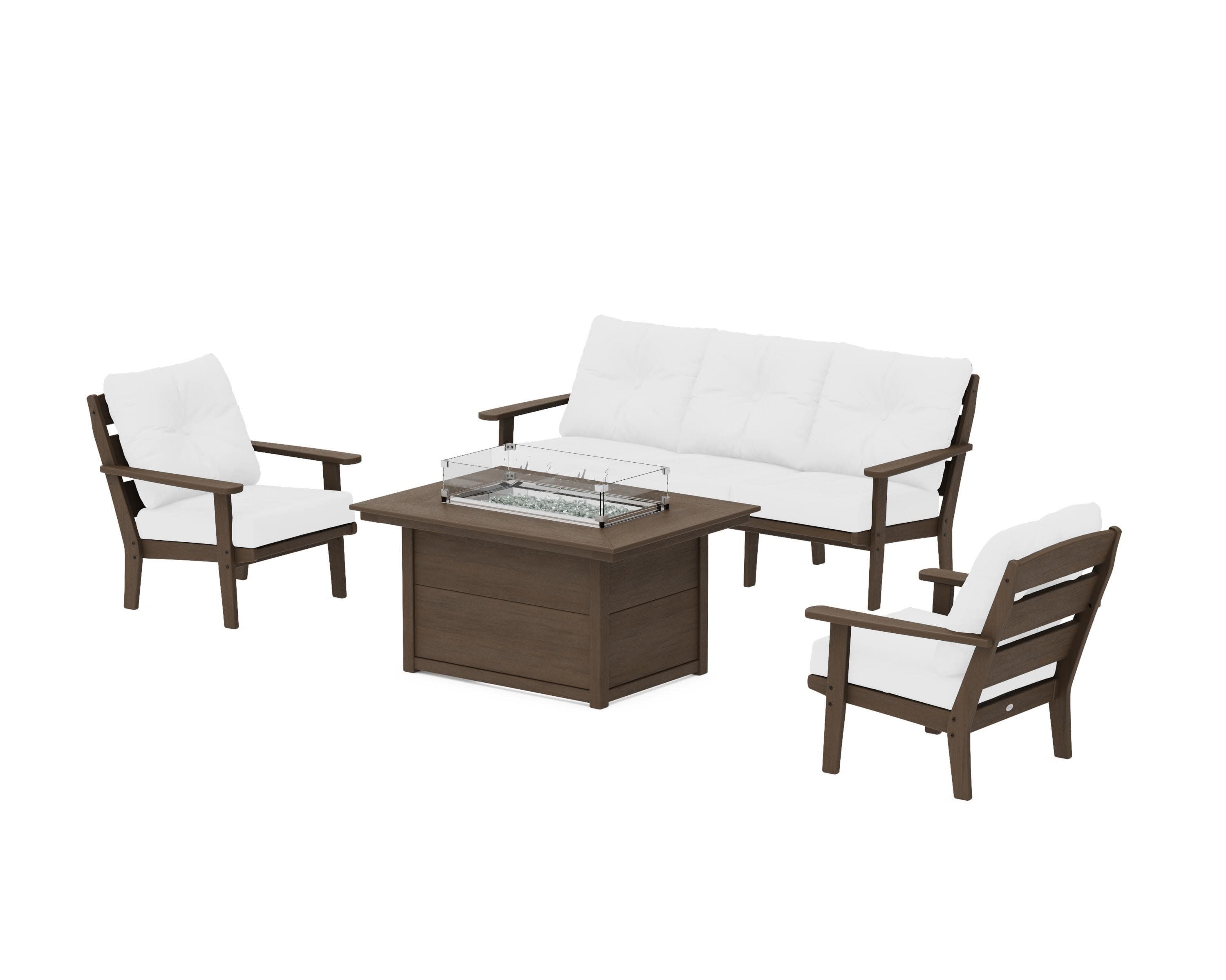 Lakeside Deep Seating Fire Pit Table Set in Kona / Natural