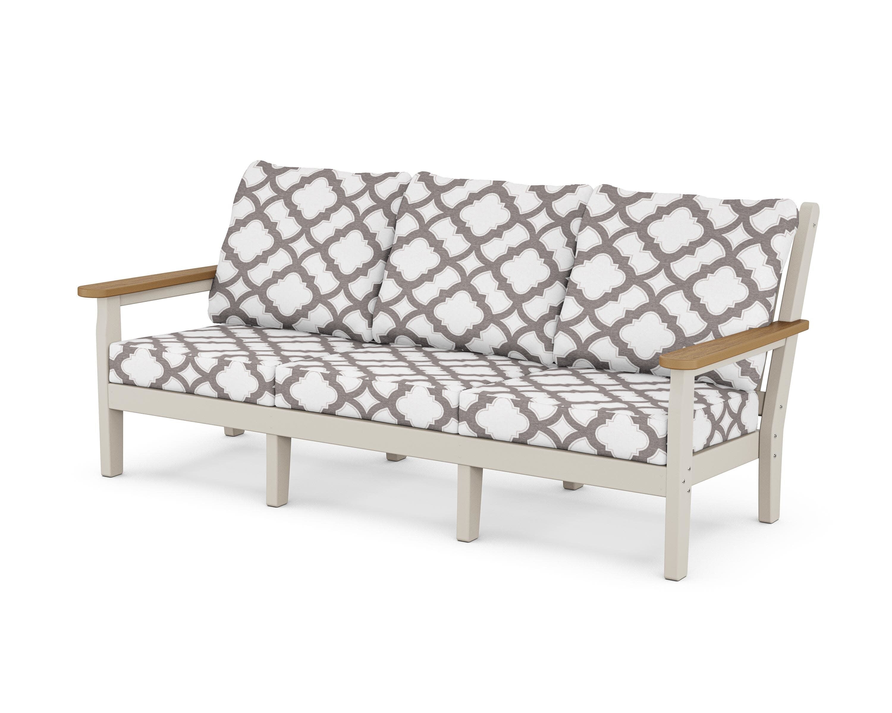 Chippendale Deep Seating Sofa in Sand / Natural / Trellis Grey Mist