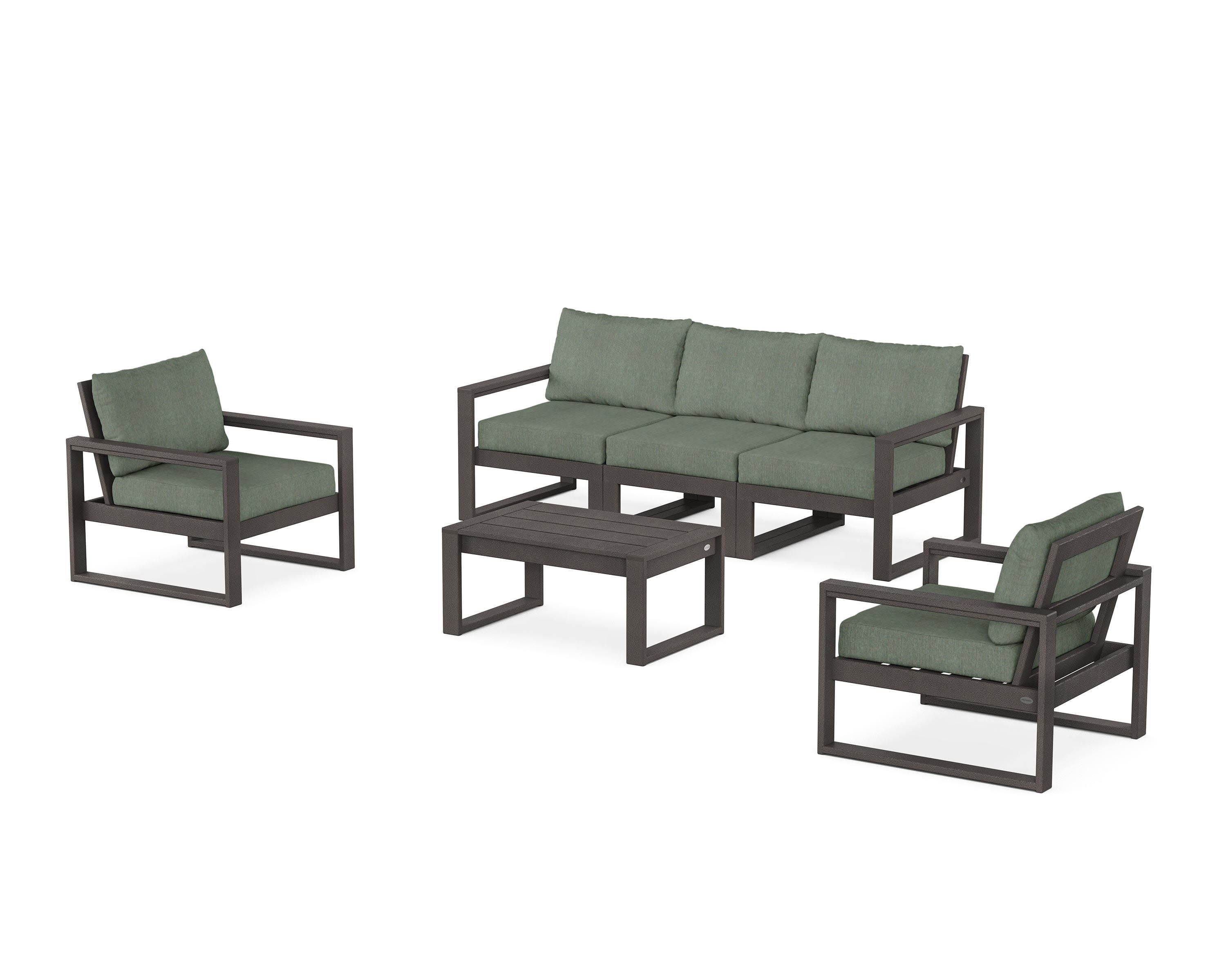 EDGE Sectional 4-Piece Deep Seating Set with Sofa in Vintage Coffee / Cast Sage