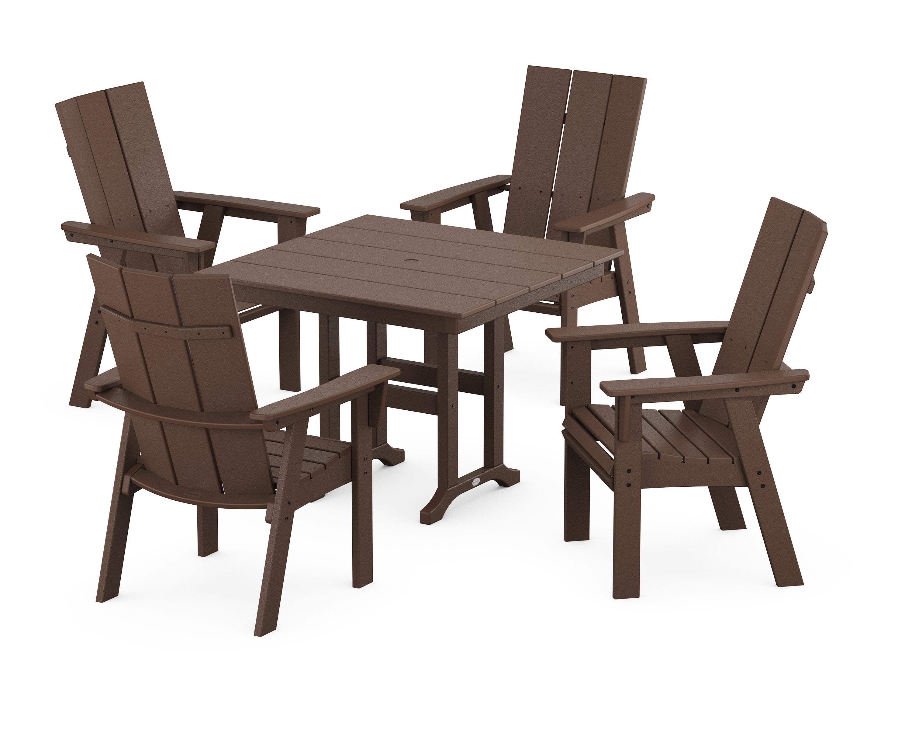 Modern Adirondack 5-Piece Farmhouse Dining Set in Mahogany