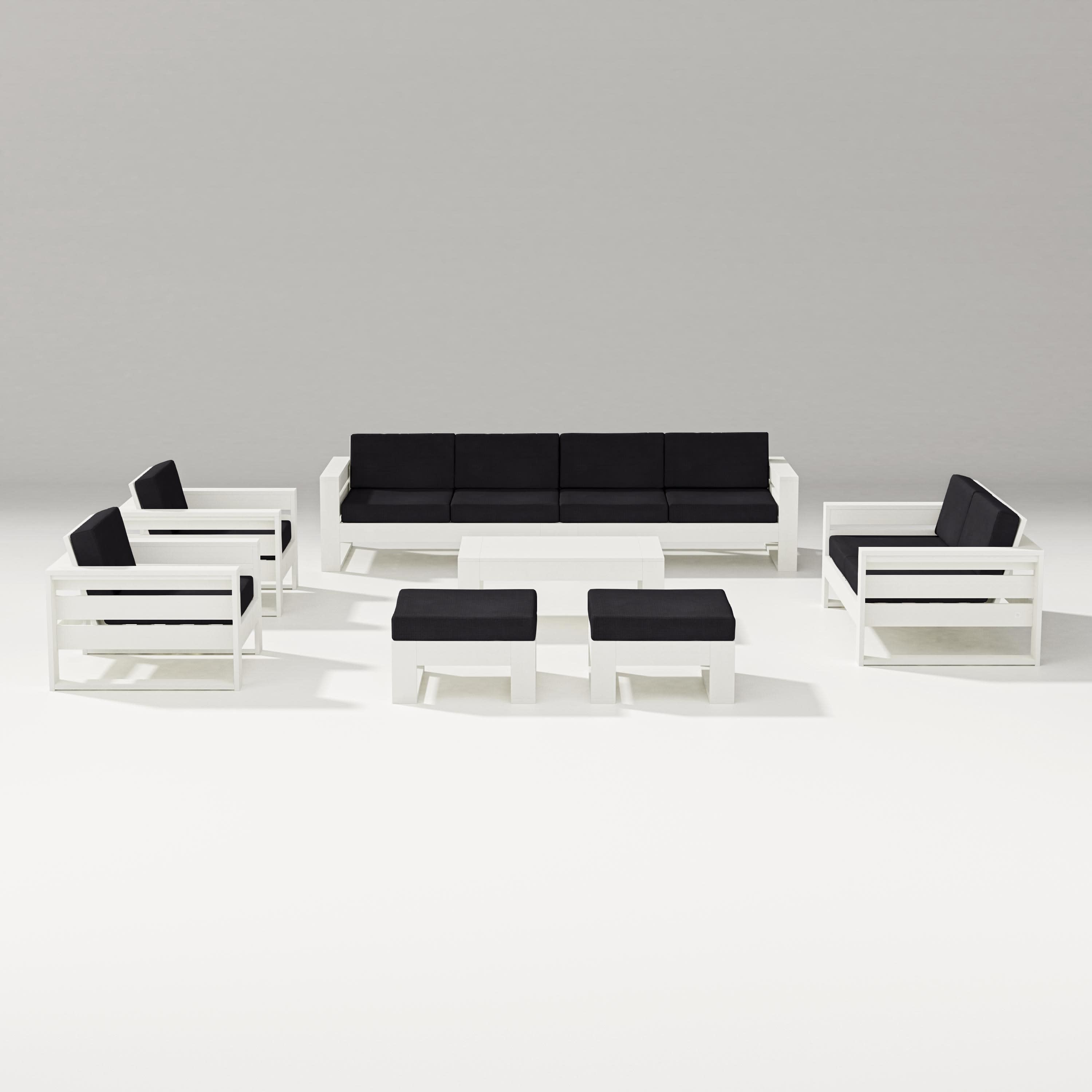 Latitude 8-Piece Lounge Sofa Set in Vintage White / Midnight Linen