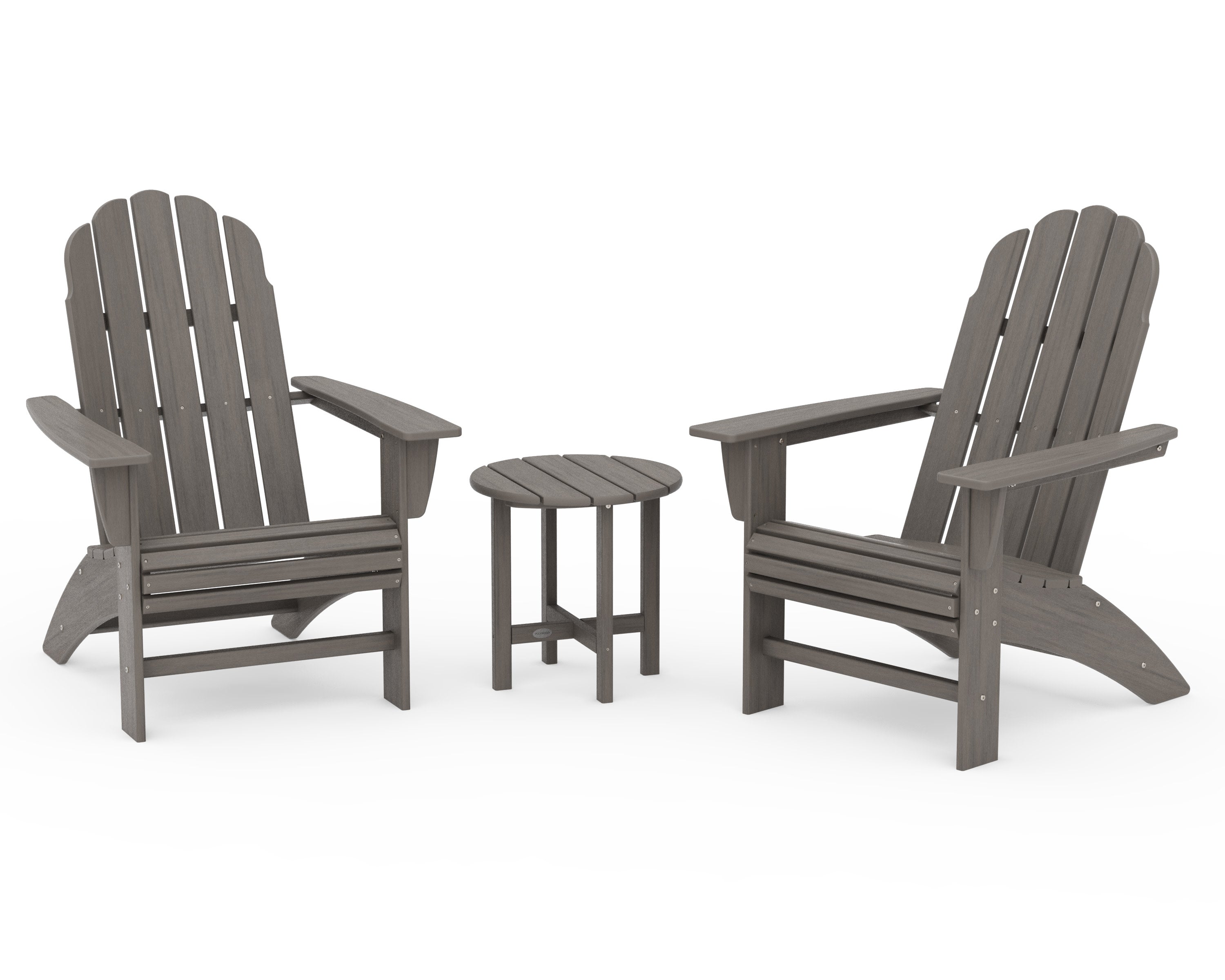 Vineyard 3-Piece Curveback Adirondack Set in Driftwood