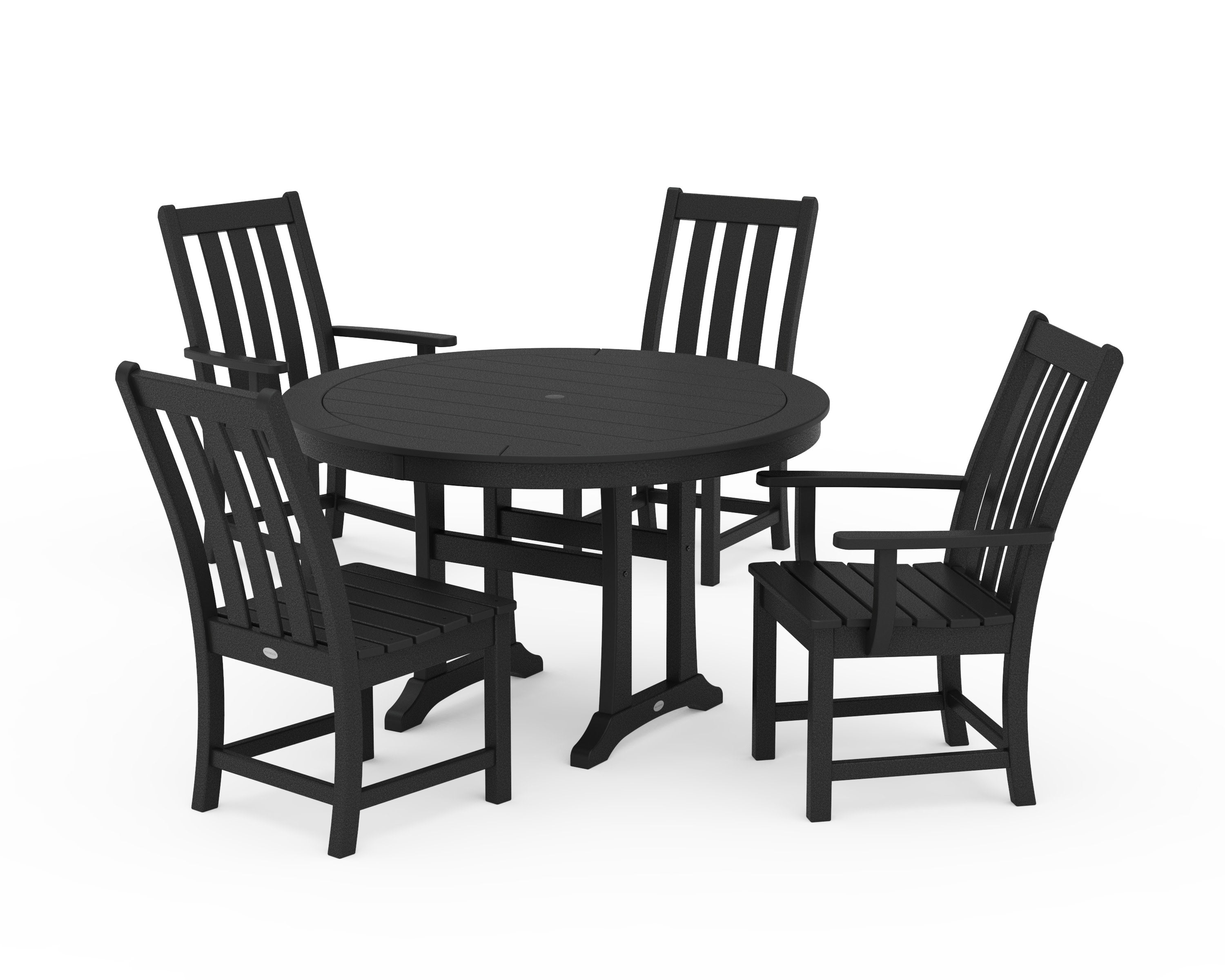 Vineyard 5-Piece Nautical Trestle Dining Set in Black