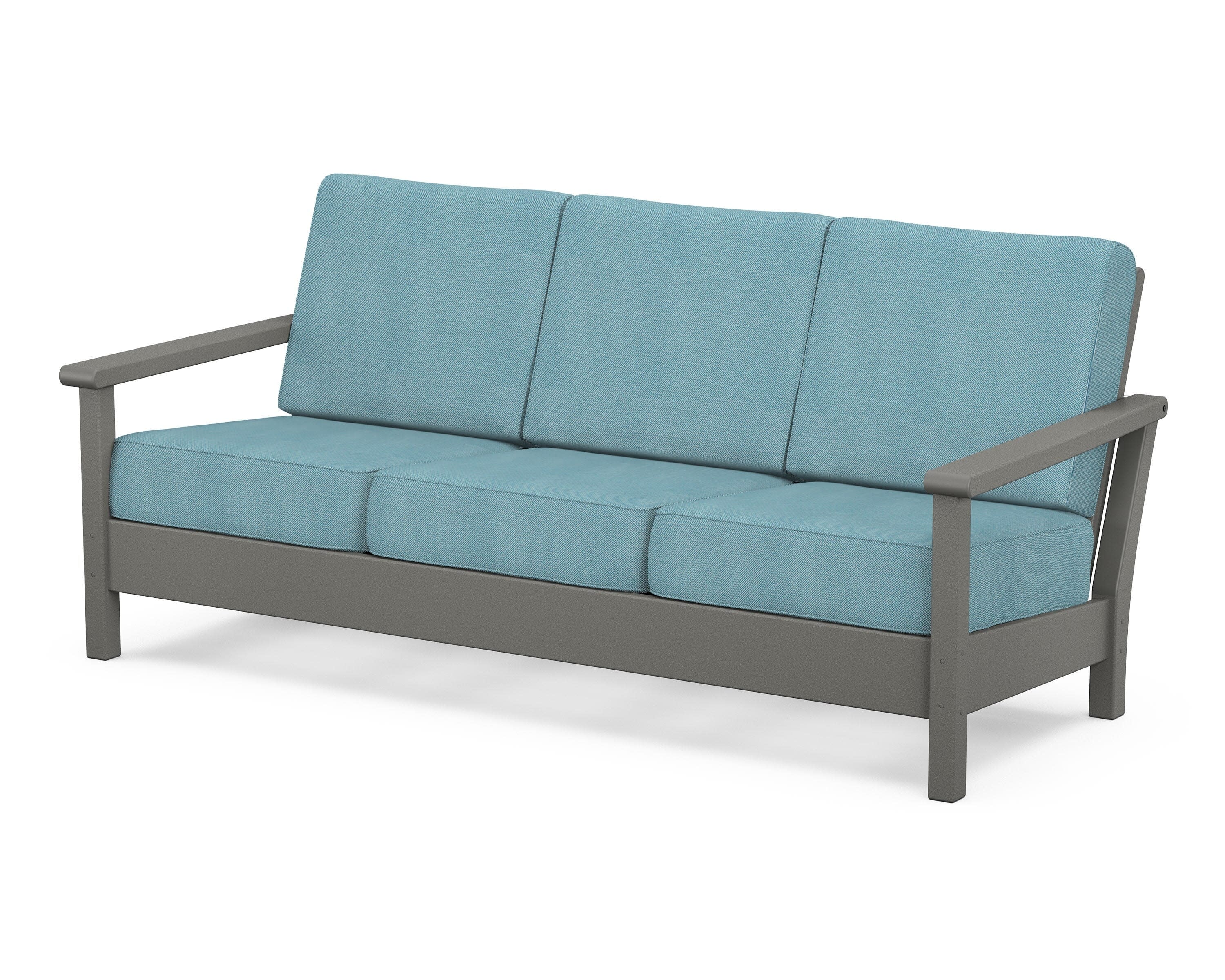 Harbour Deep Seating Sofa in Slate Grey / Lattice Sky Blue