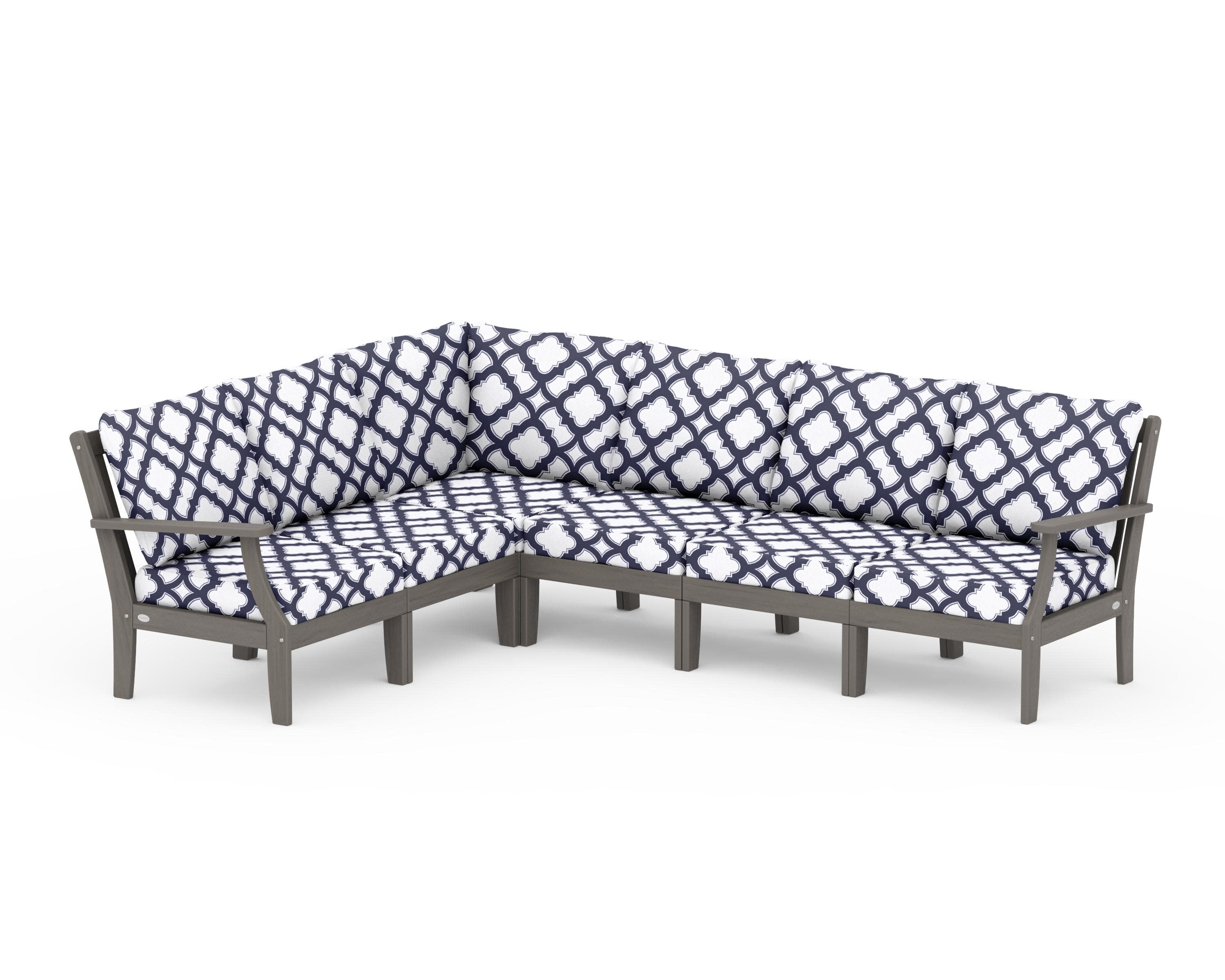 Braxton Modular 6-Piece Deep Seating Set in Driftwood / Trellis Navy