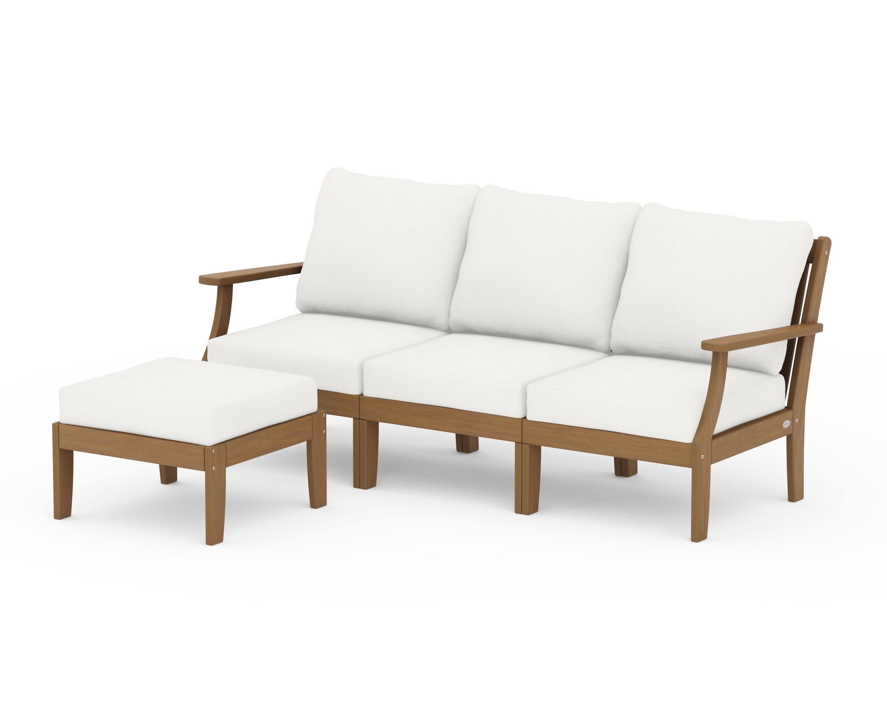 Braxton Modular 4-Piece Deep Seating Set with Ottoman in Natural / Natural Linen