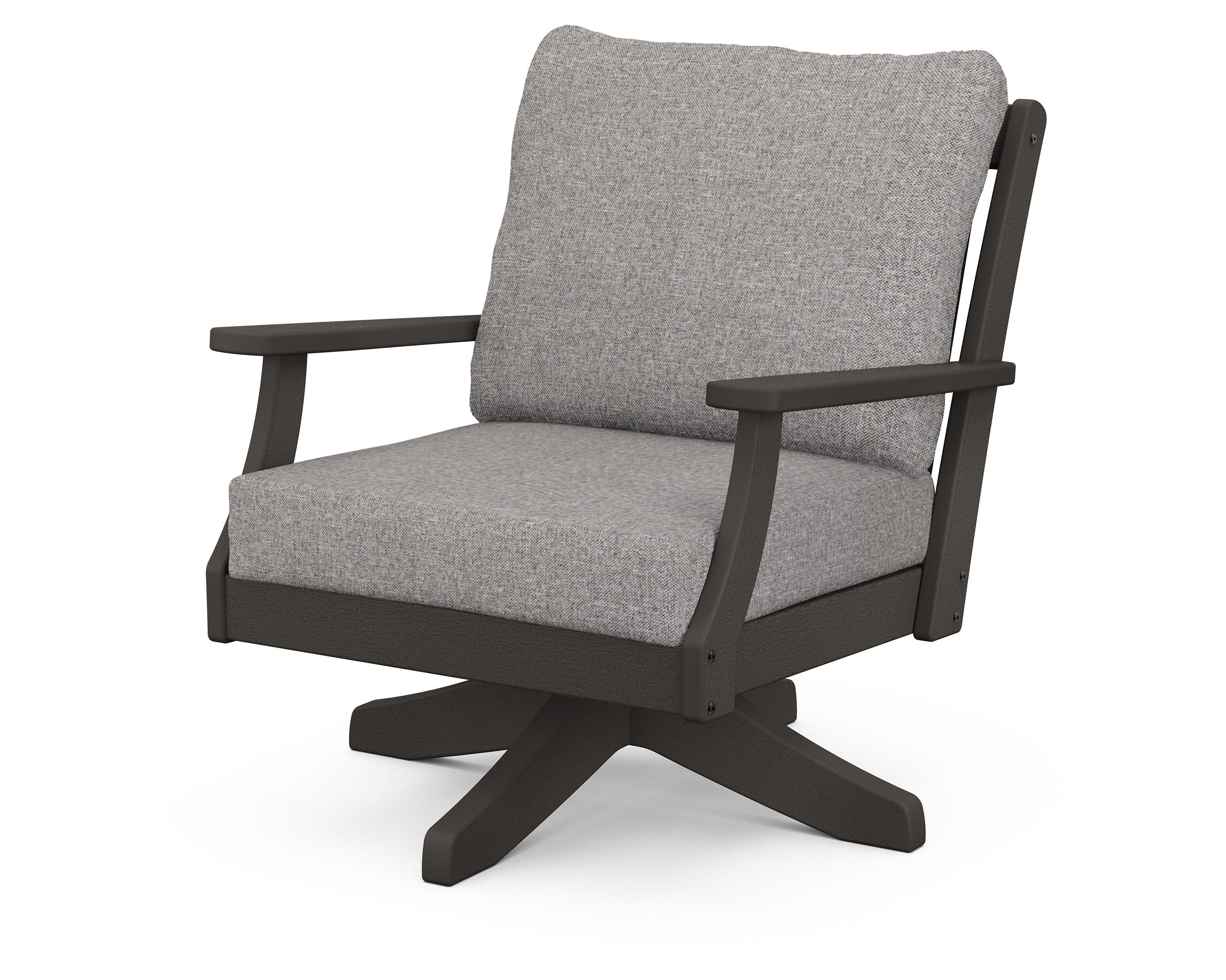 Braxton Deep Seating Swivel Chair in Vintage Coffee / Grey Mist