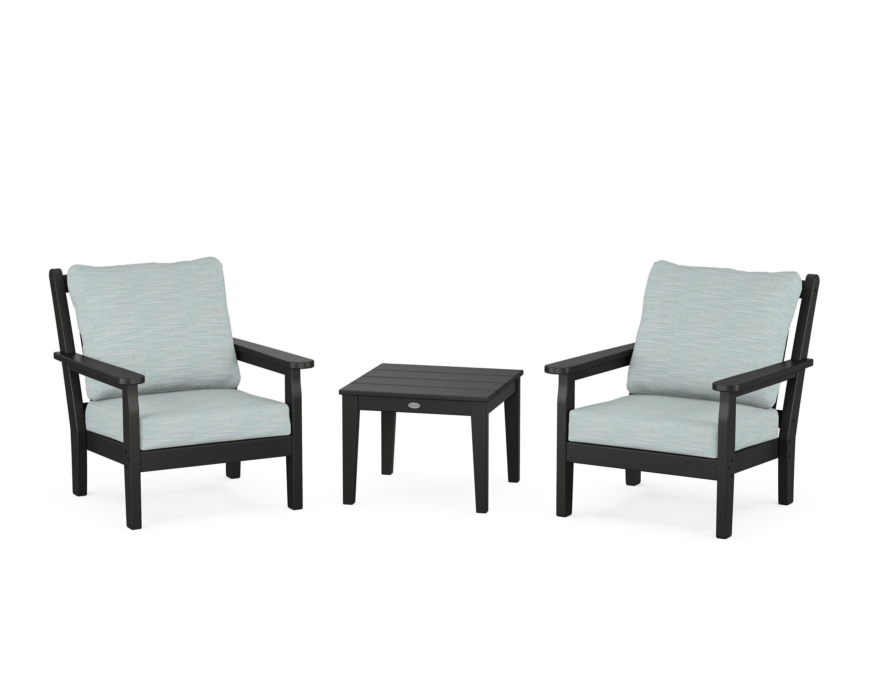 Chippendale 3-Piece Deep Seating Set in Black / Soothe Mist