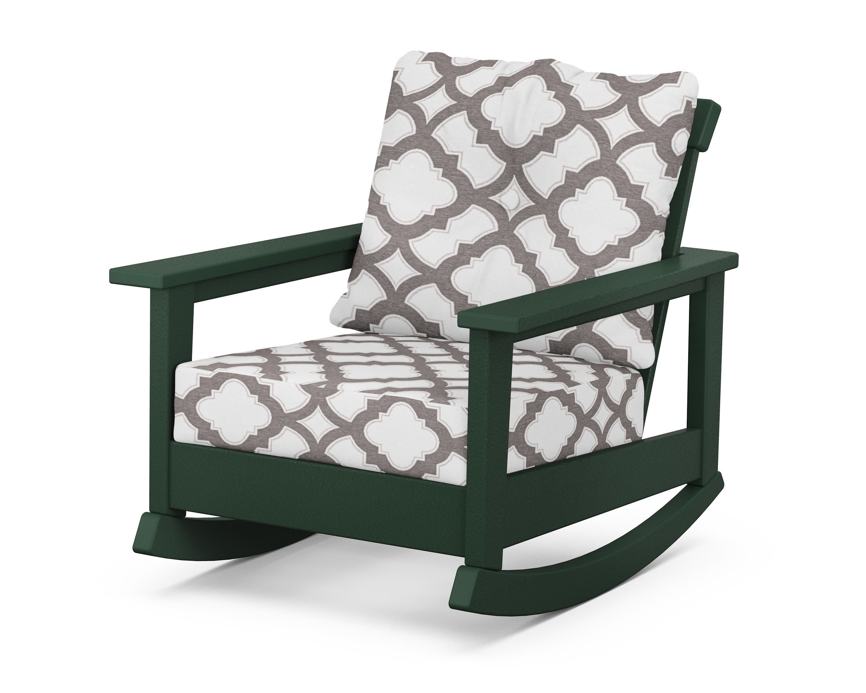 Prescott Deep Seating Rocking Chair in Green / Trellis Grey Mist