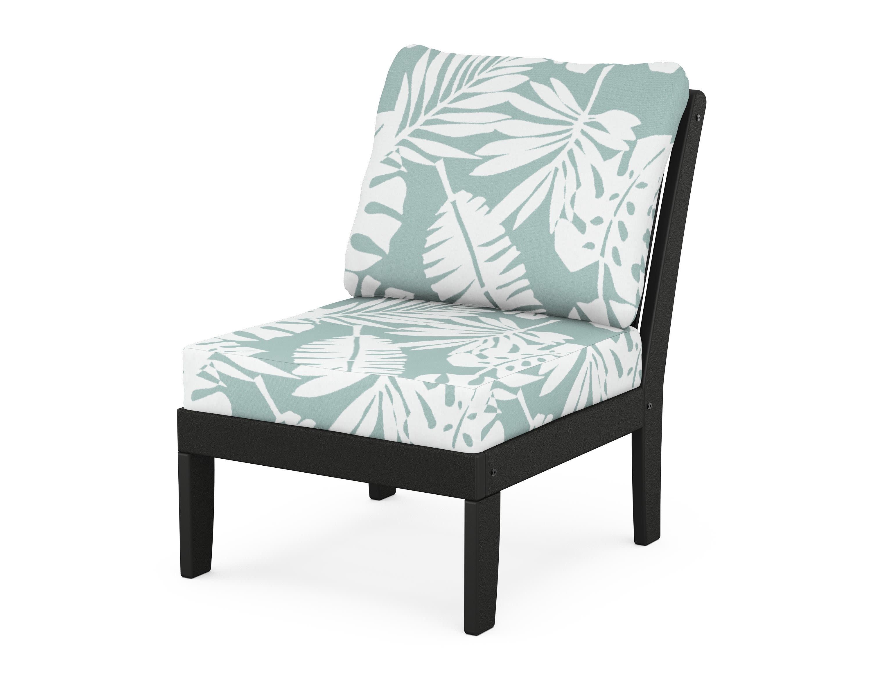 Braxton Modular Armless Chair in Black / Leaf Glacier Spa