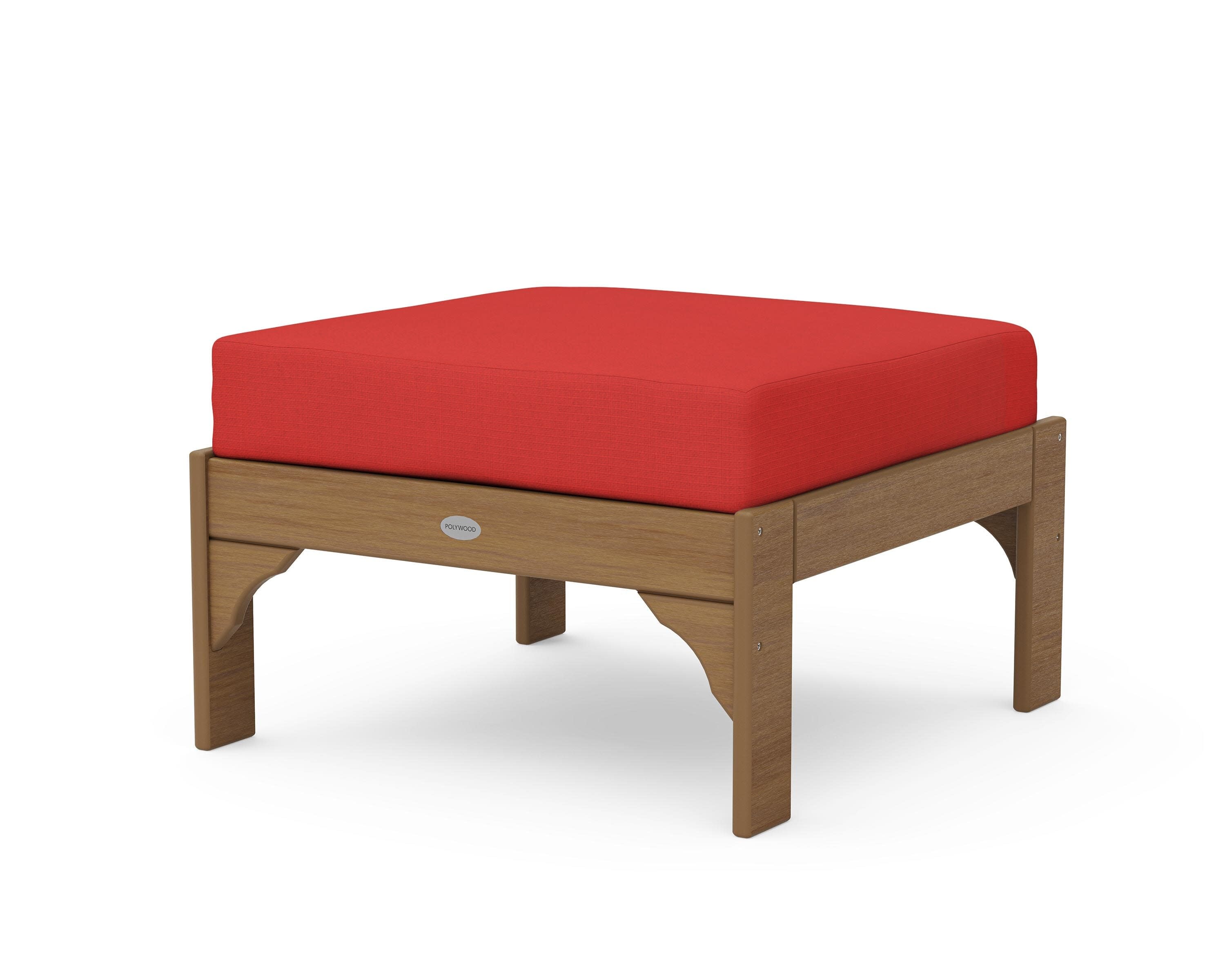 Vineyard Deep Seating Ottoman in Natural / Crimson Linen