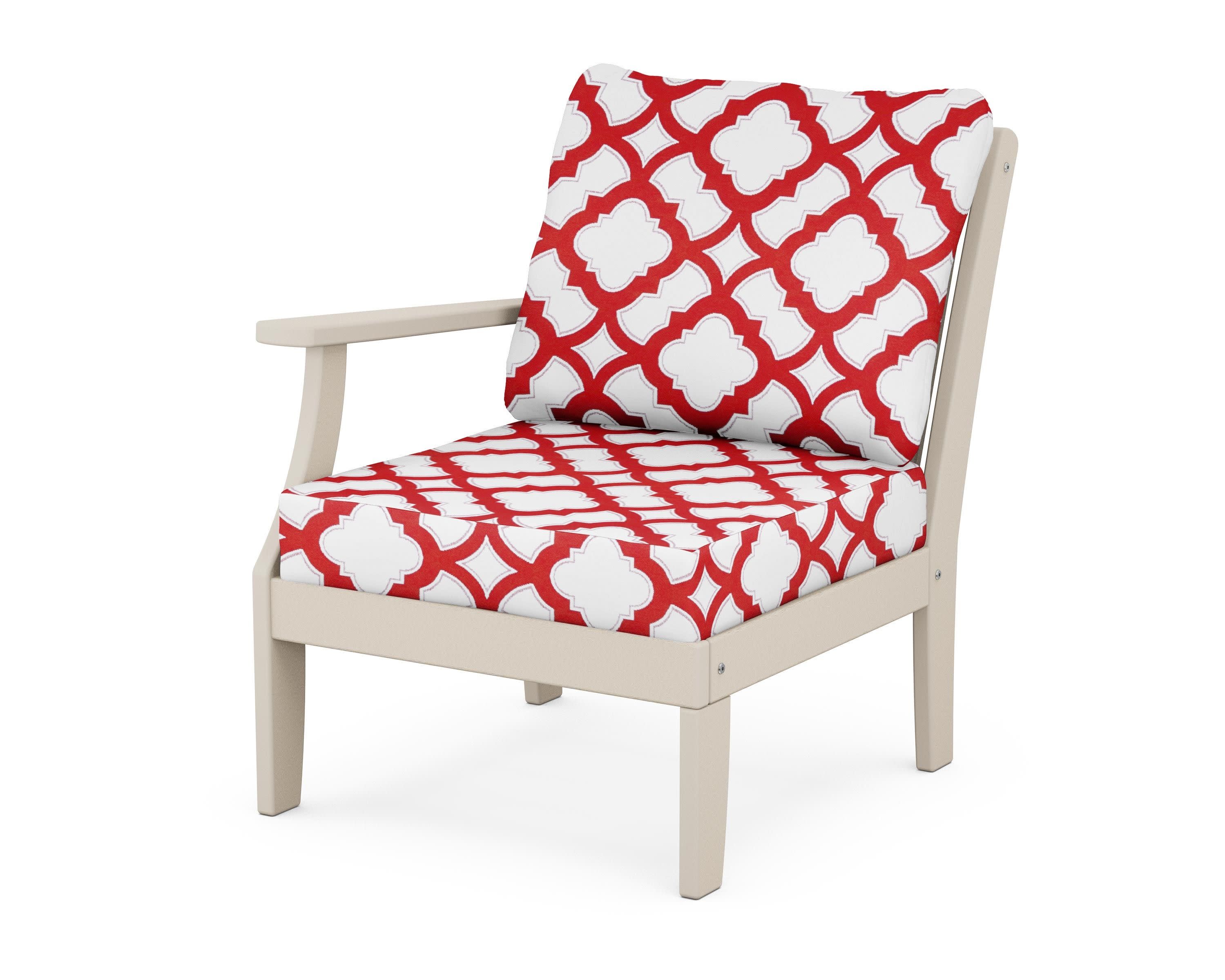 Braxton Modular Left Arm Chair in Sand / Trellis Crimson