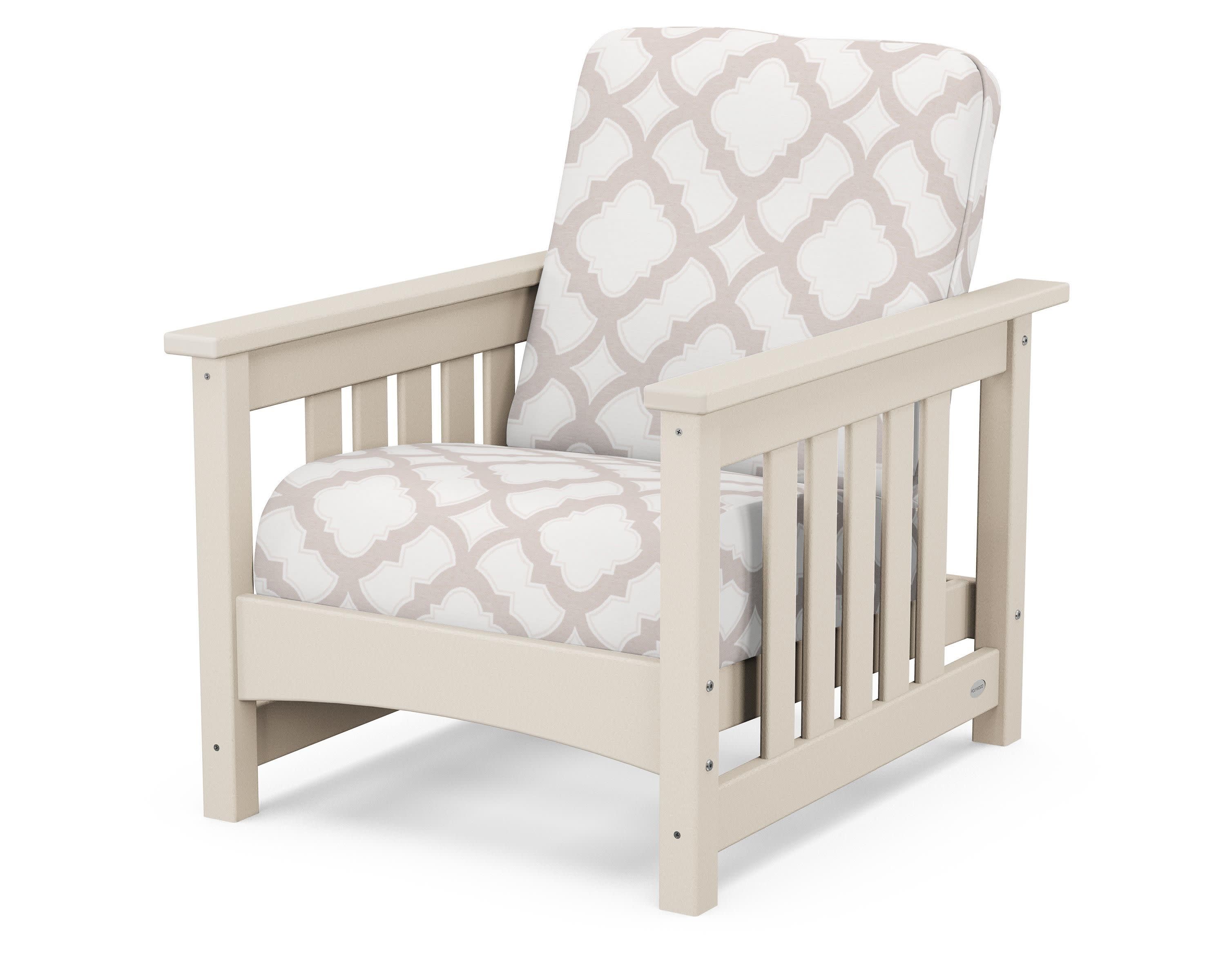 Club Mission Chair in Sand / Trellis Dune Burlap