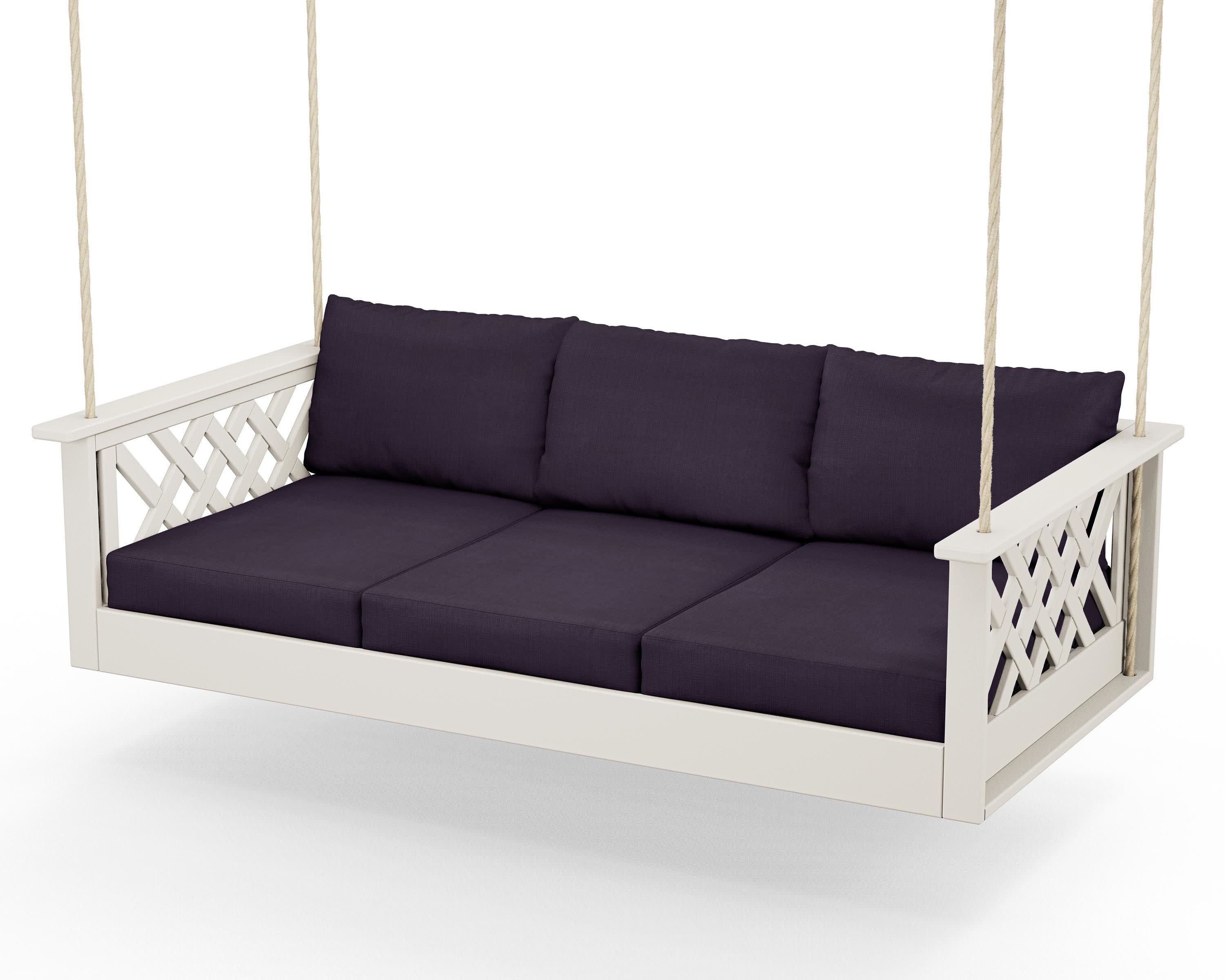 Wovendale Daybed Swing in Sand / Navy Linen