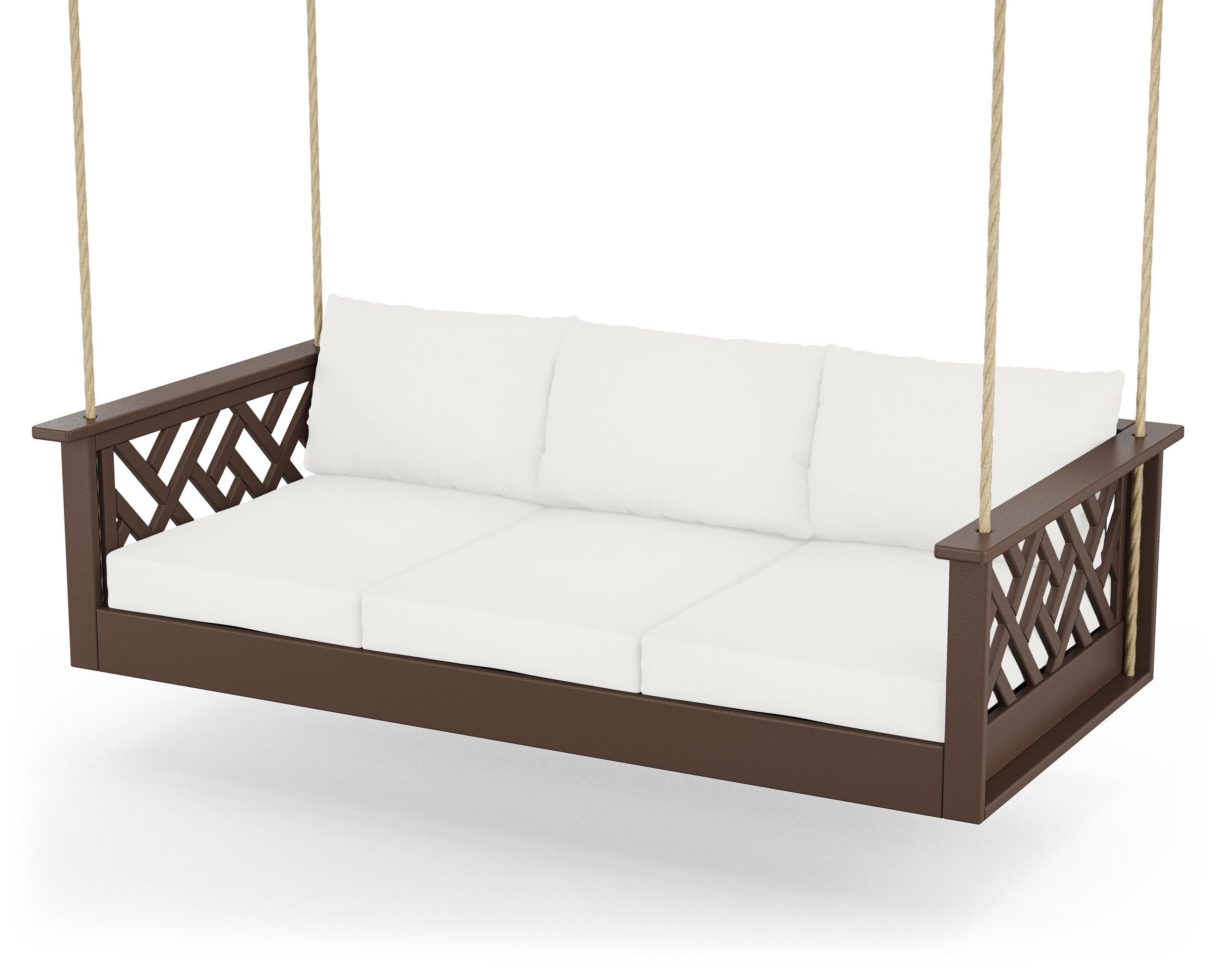 Chippendale Daybed Swing in Mahogany / Natural Linen