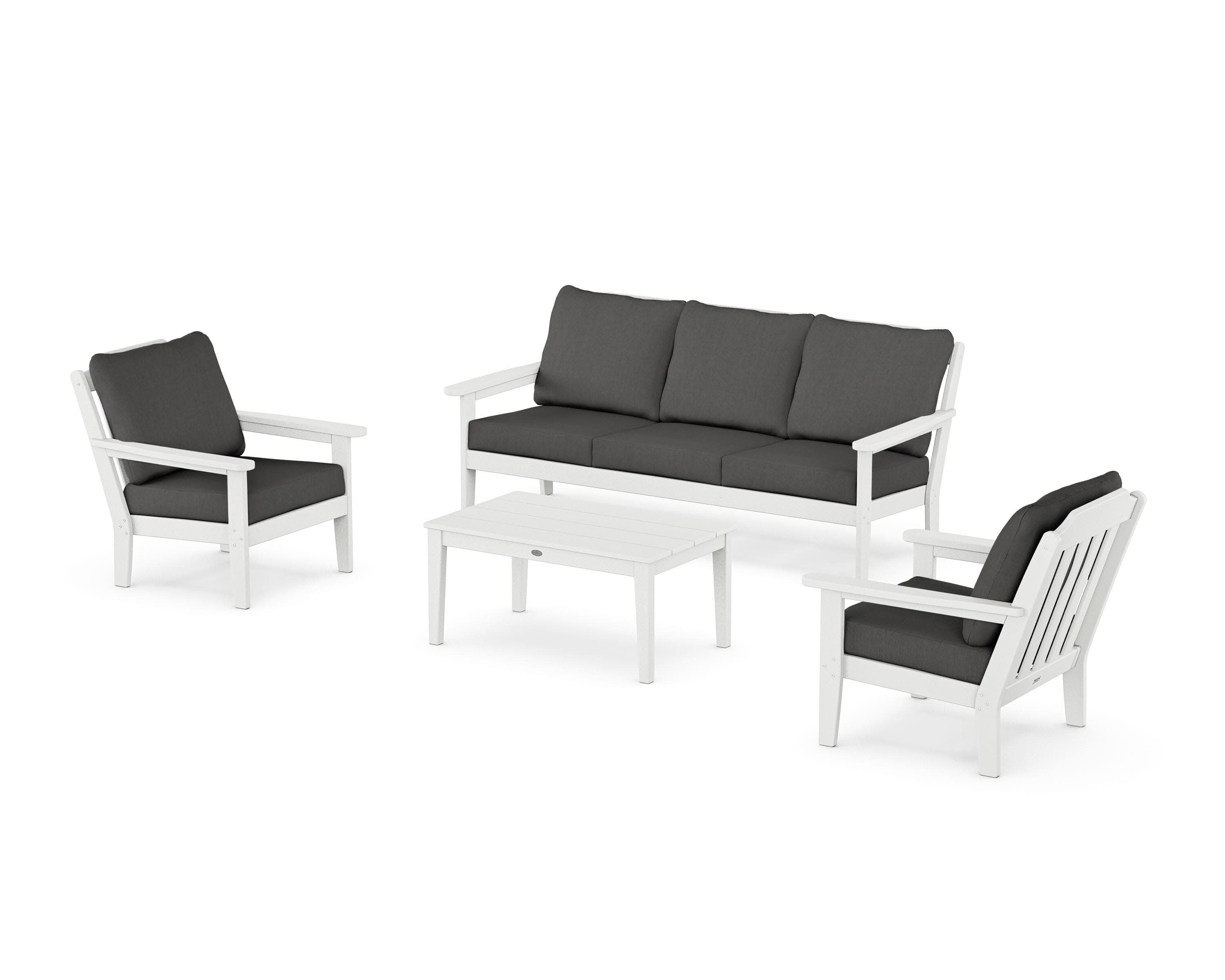 Cottage 4-Piece Deep Seating Set with Sofa in White / Spectrum Carbon
