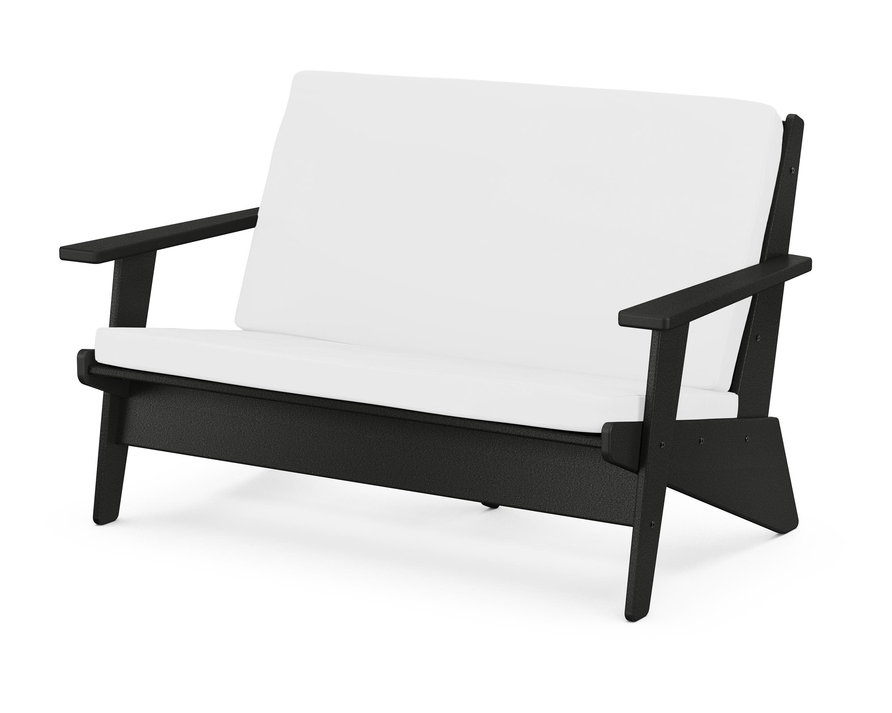 Riviera Modern Lounge Loveseat in Black / Natural