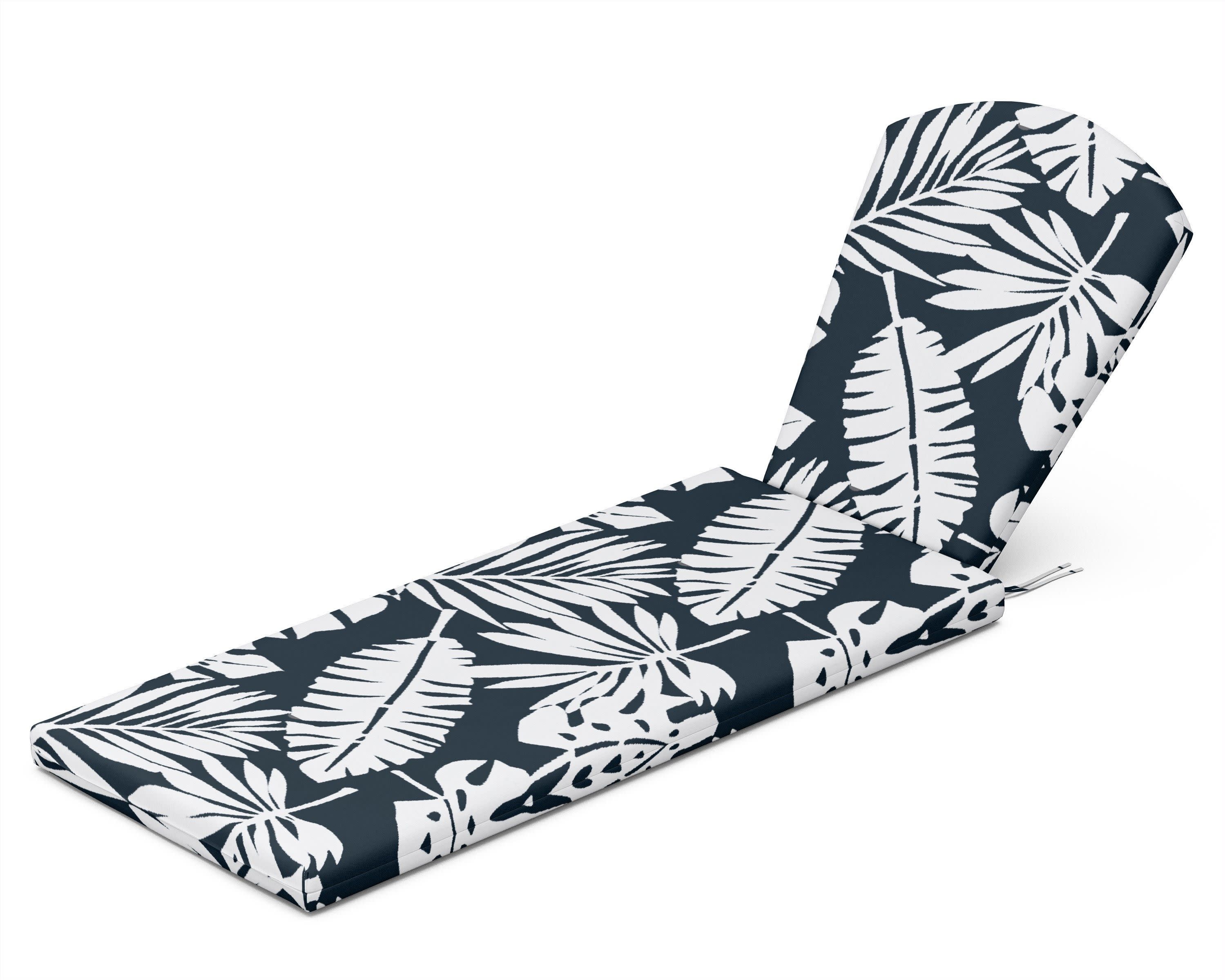 Chaise Cushion in Leaf Marine Indigo