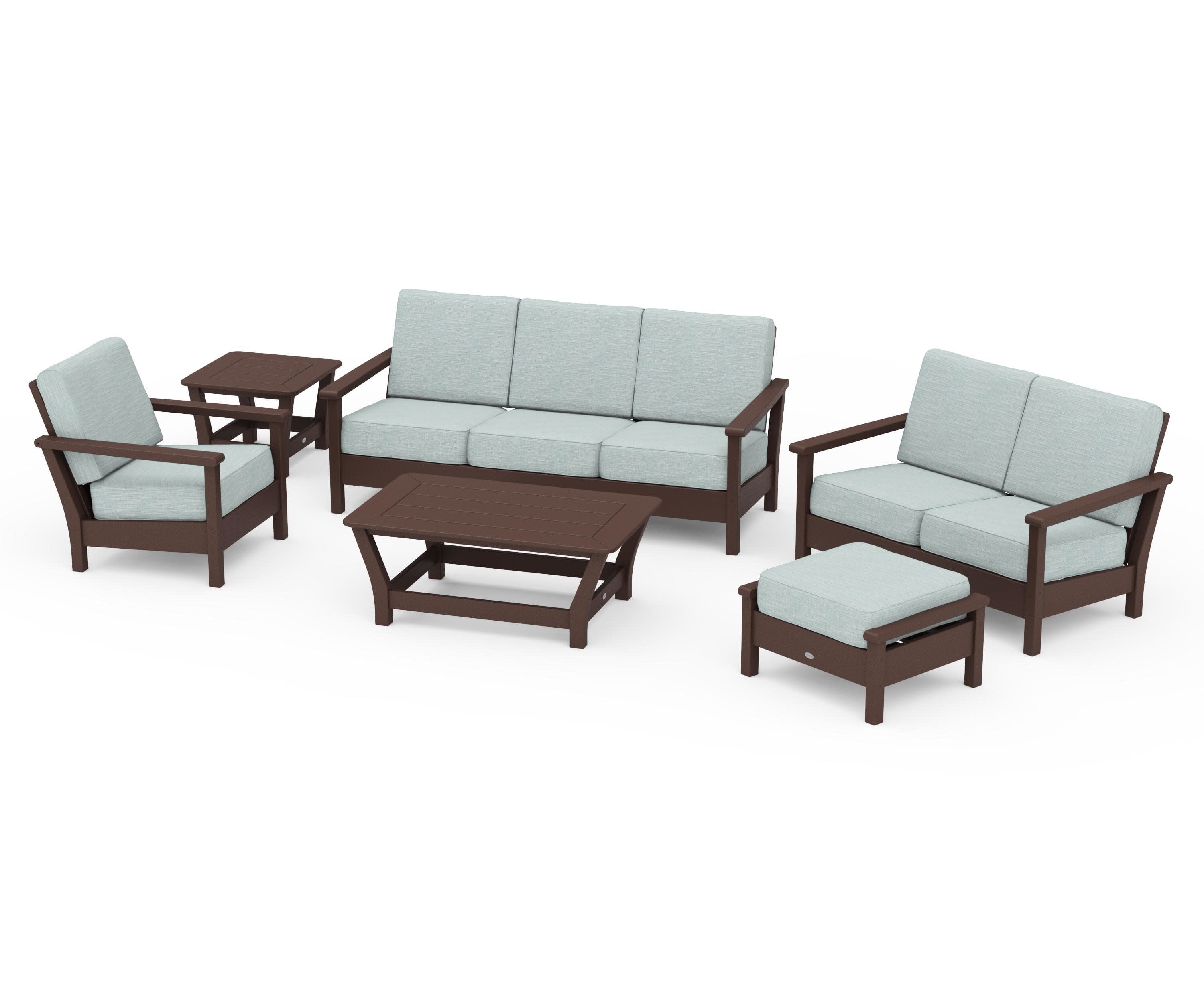 Harbour 6-Piece Outdoor Living Set in Mahogany / Soothe Mist