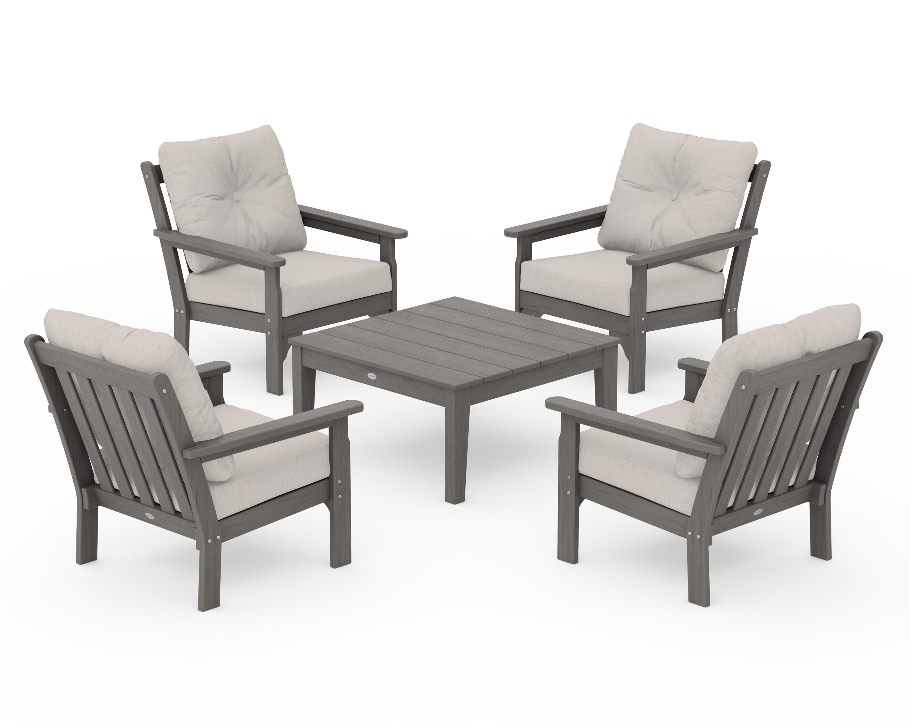 Vineyard 5-Piece Deep Seating Conversation Set in Driftwood / Cast Ash