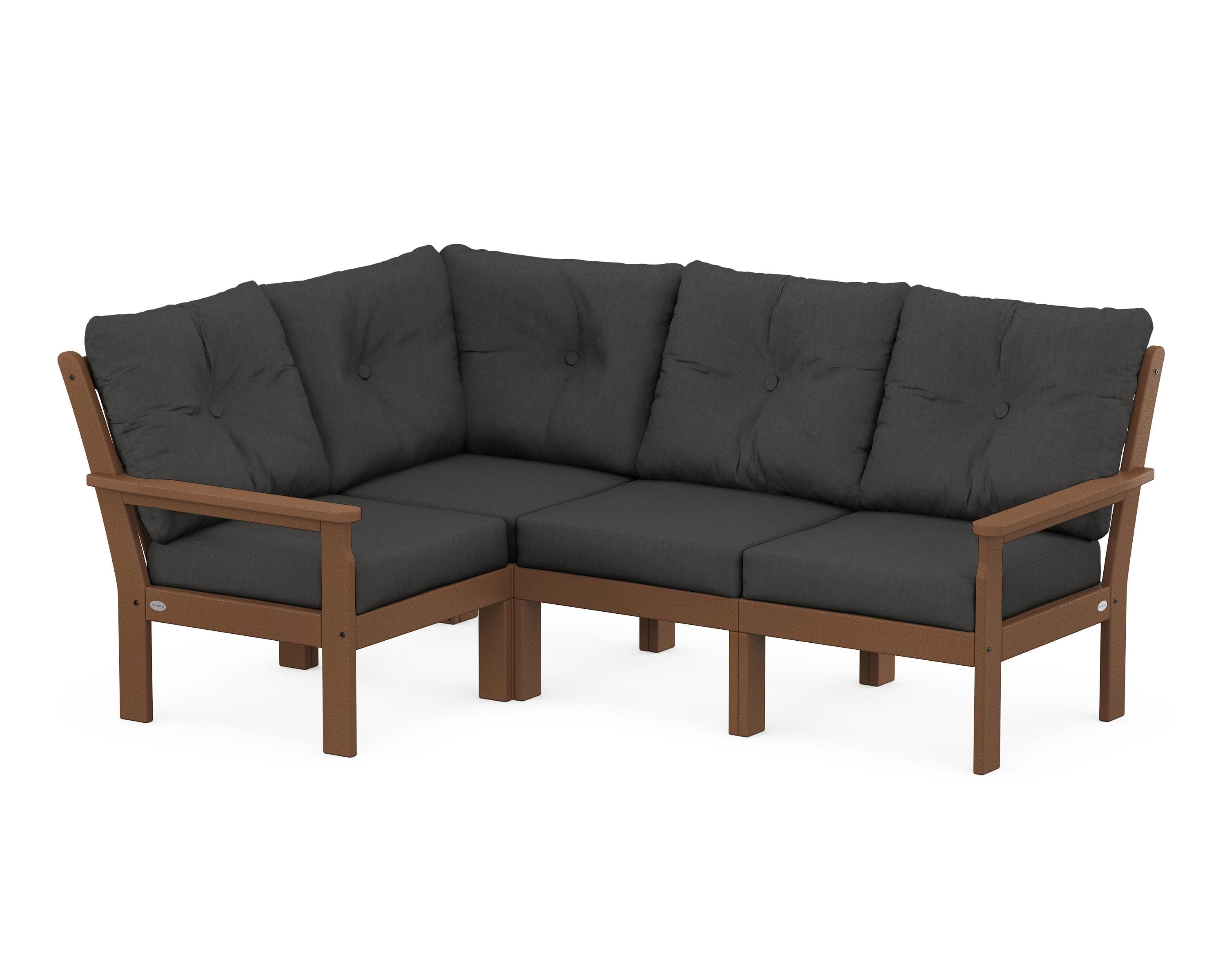 Vineyard 4-Piece Sectional in Teak / Spectrum Carbon