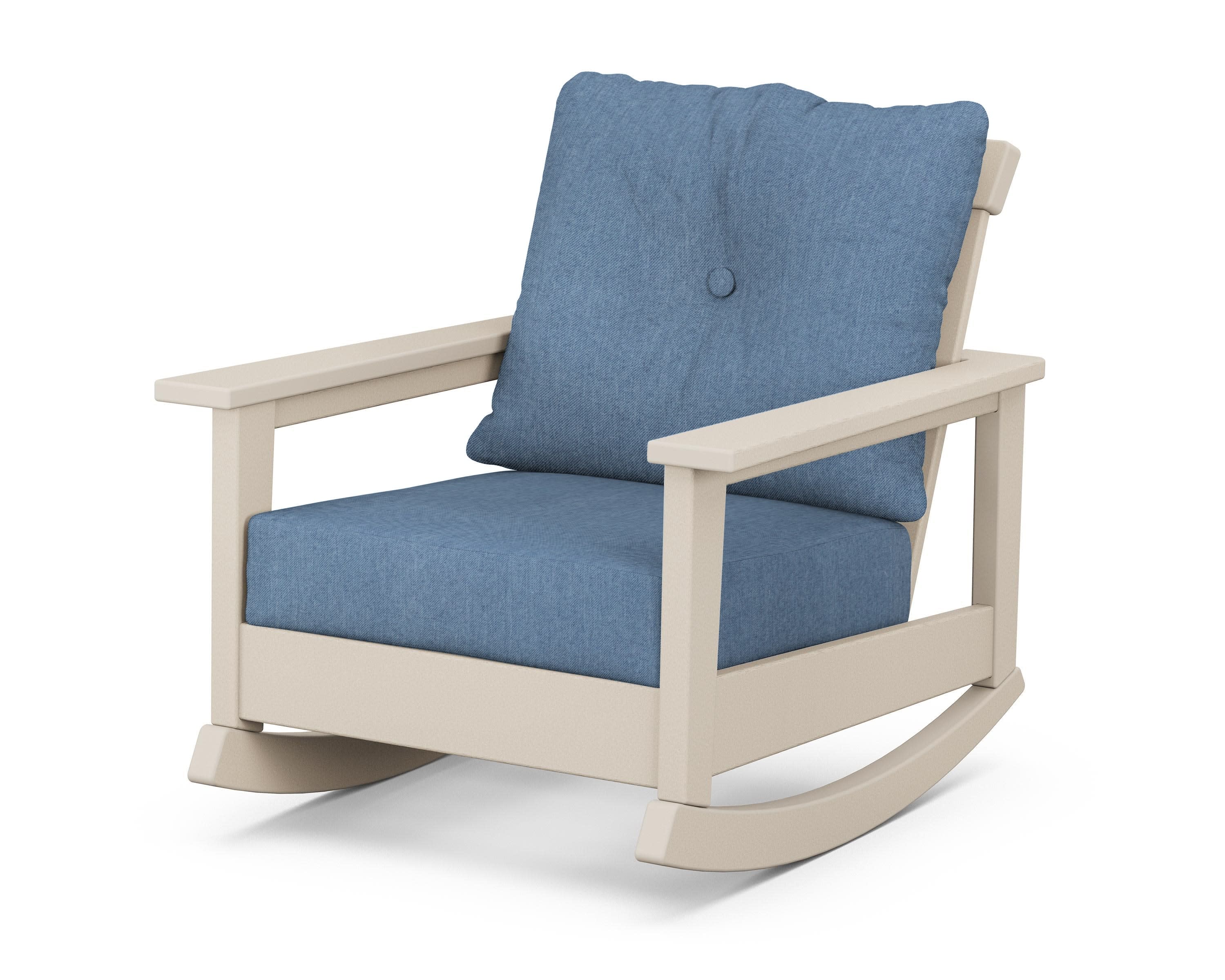 Prescott Deep Seating Rocking Chair in Sand / Sky Blue