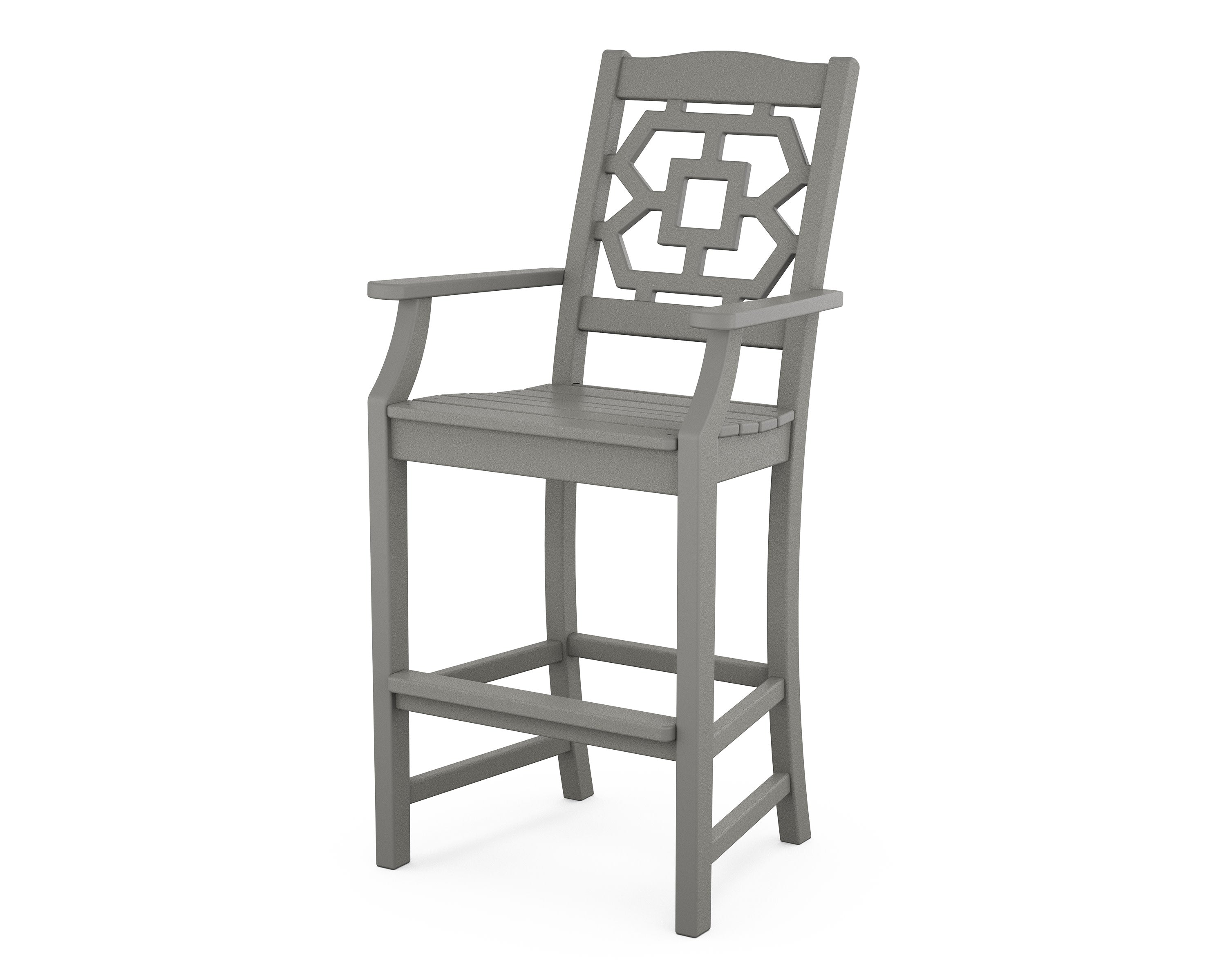 Chinoiserie Bar Arm Chair in Slate Grey