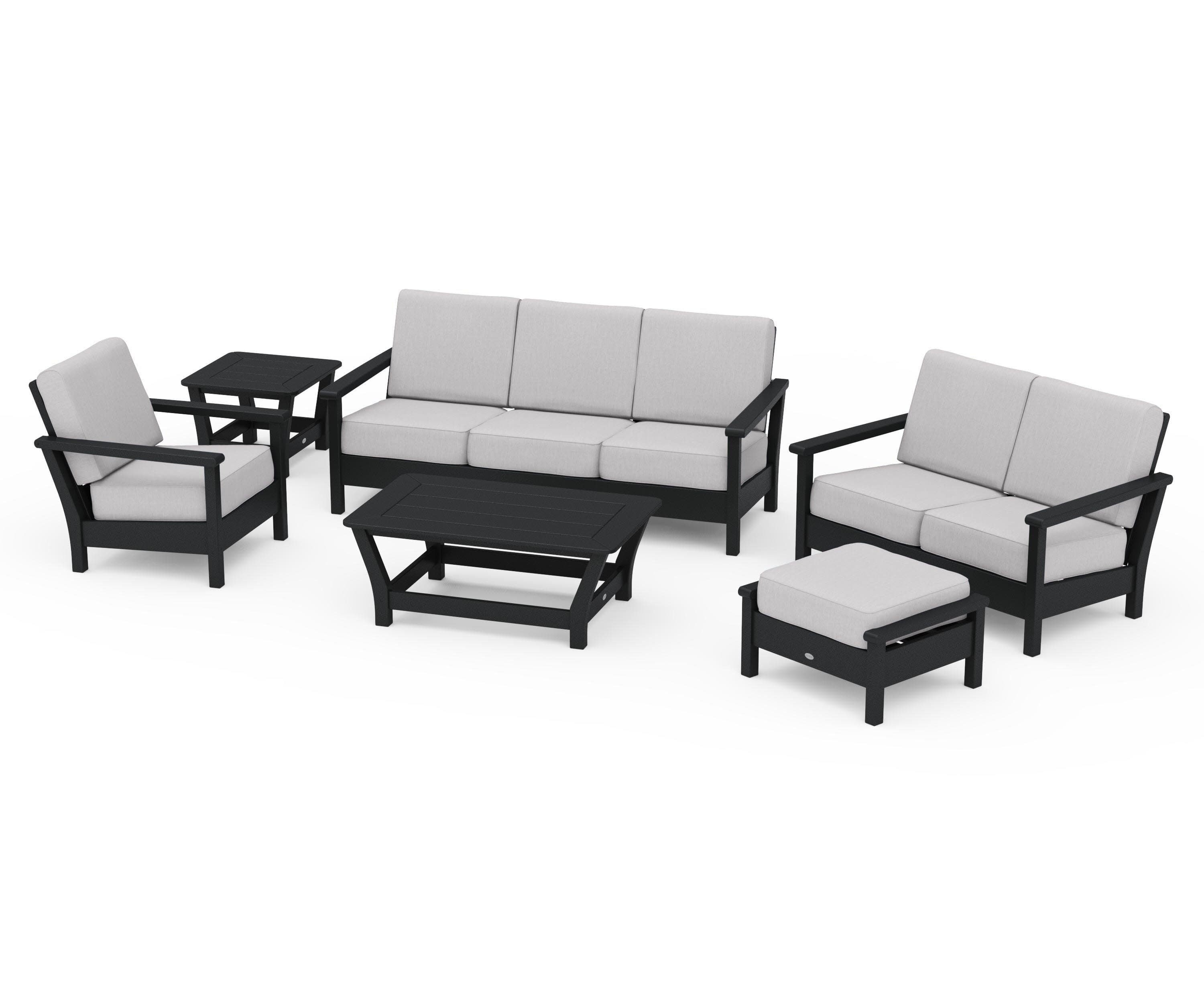 Harbour 6-Piece Outdoor Living Set in Black / Granite