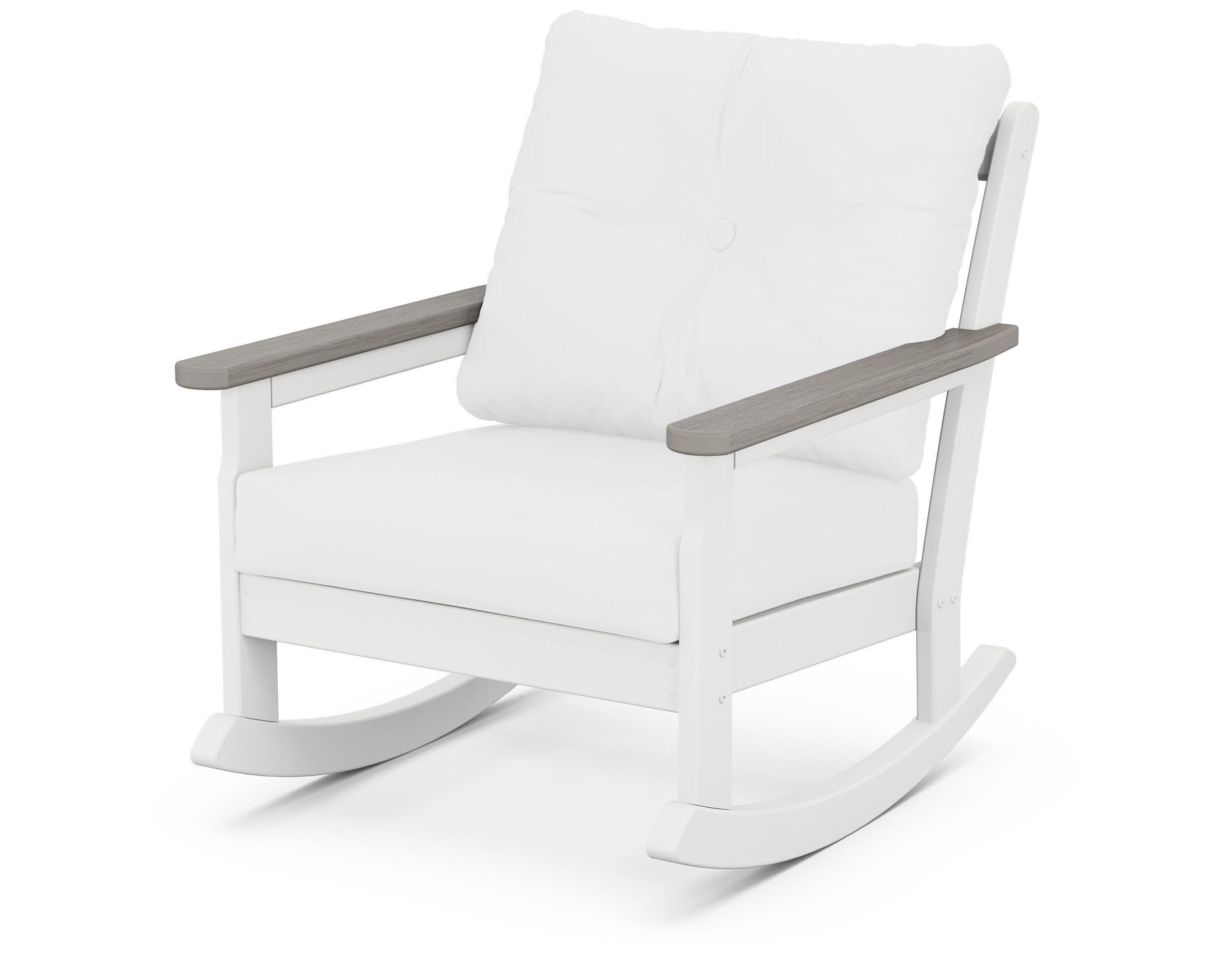 Vineyard Deep Seating Rocking Chair in White / Driftwood / Natural