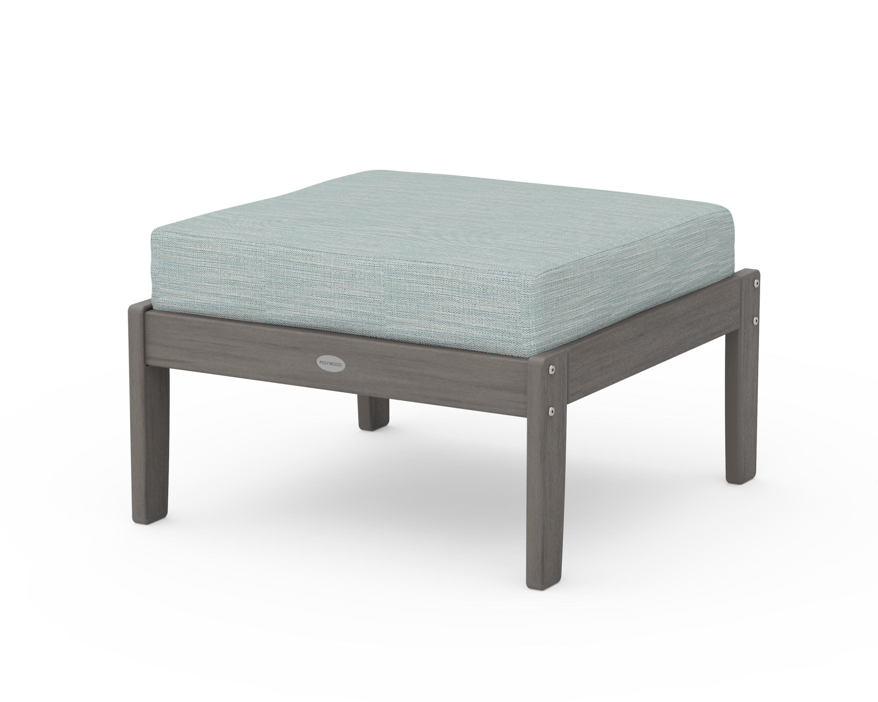 Braxton Deep Seating Ottoman in Driftwood / Soothe Mist