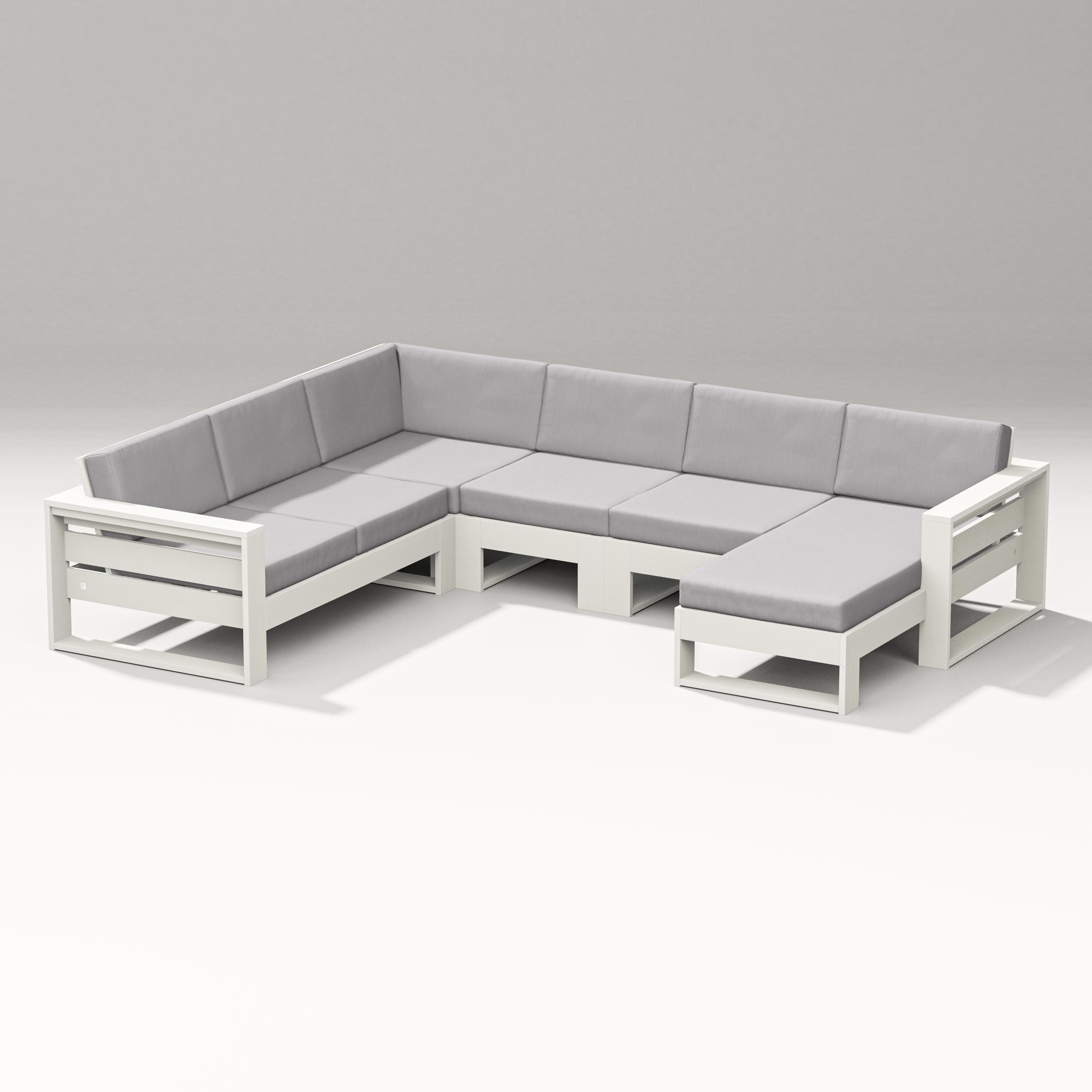 Latitude Corner Sectional with Right Chaise in Vintage White / Granite