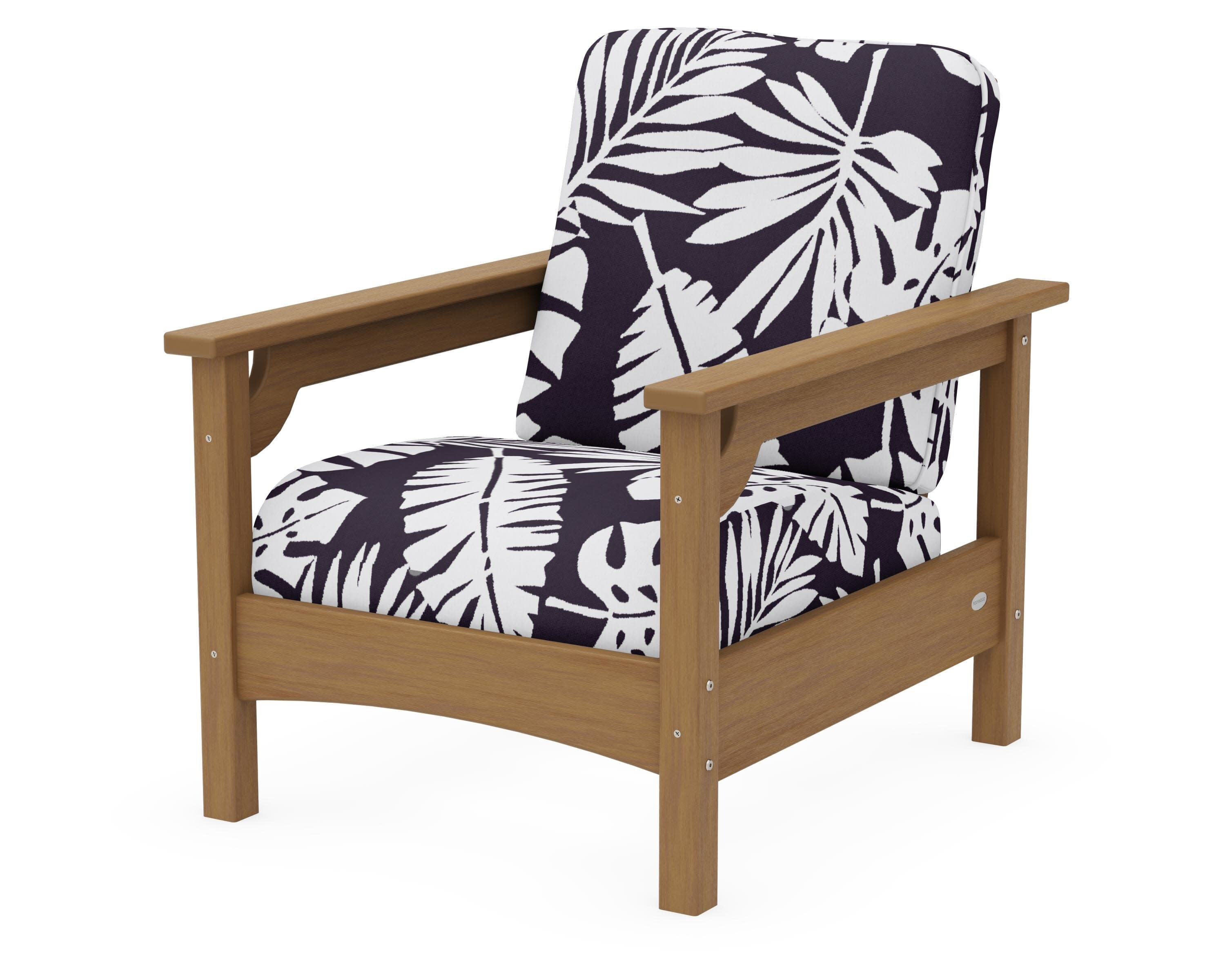 Club Chair in Natural / Leaf Navy