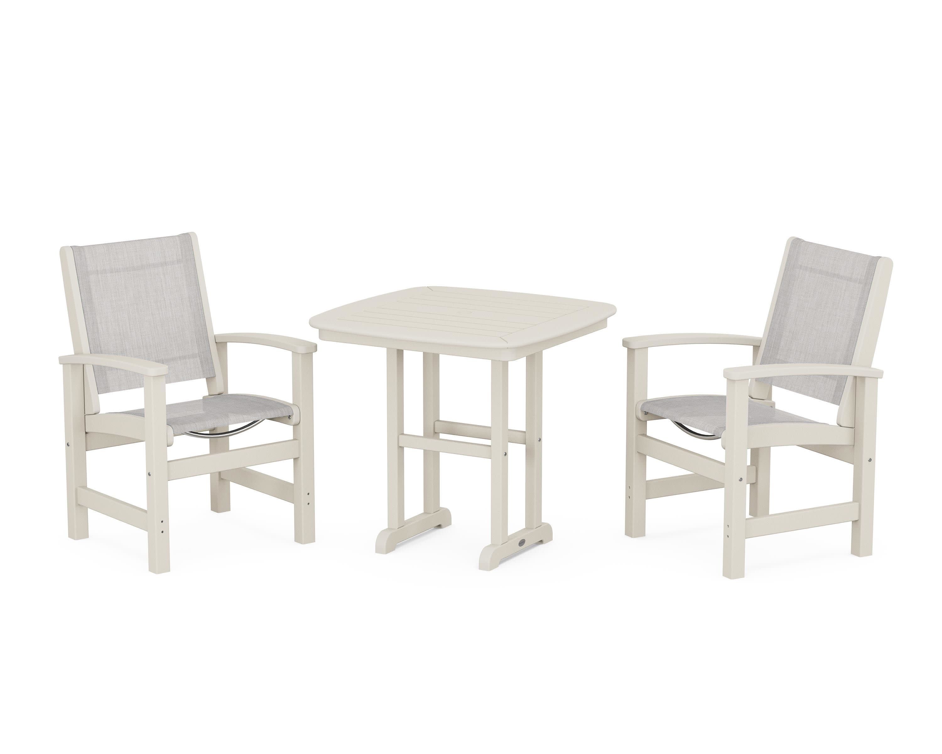 Coastal 3-Piece Dining Set in Sand / Parchment Sling
