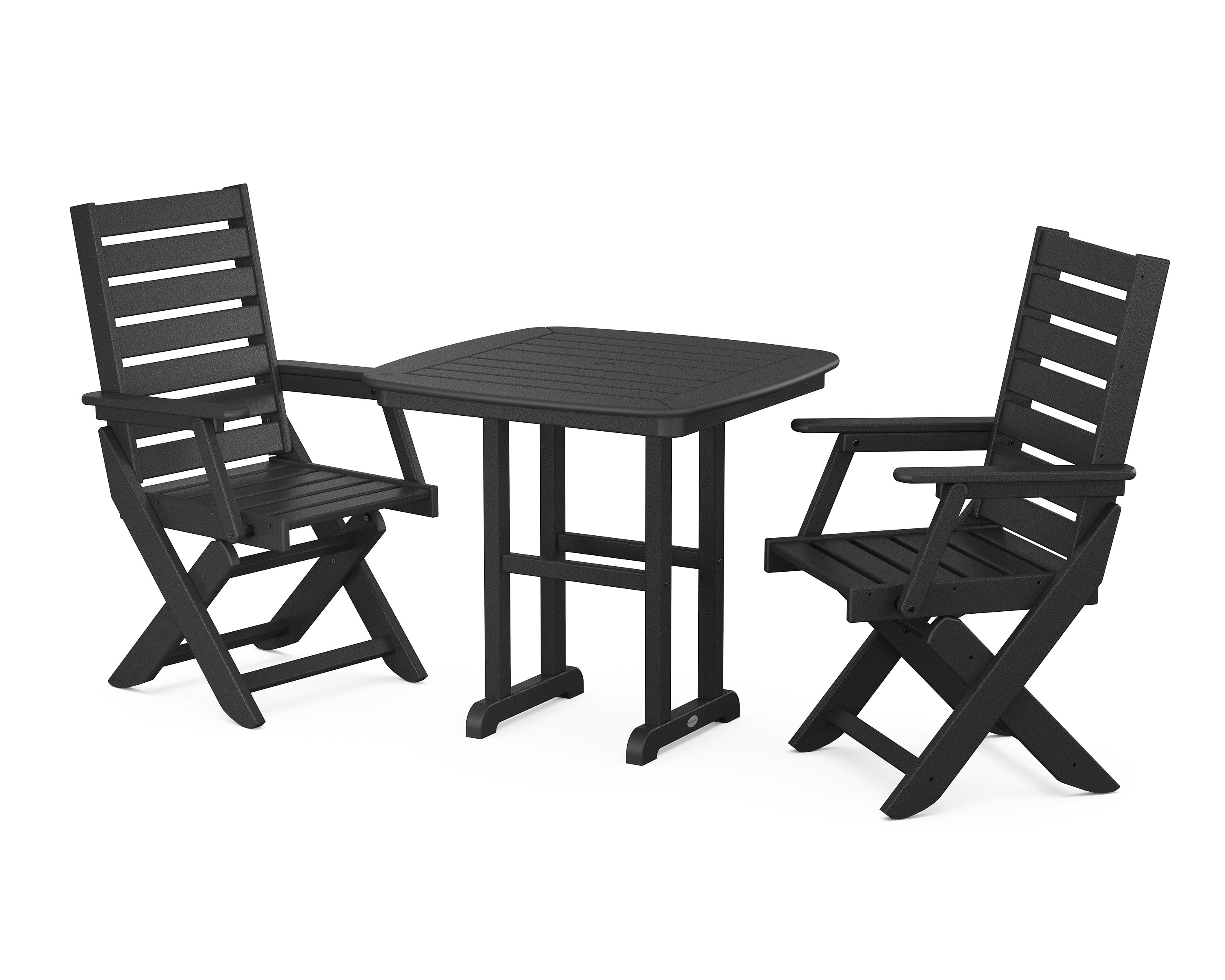 Captain Folding Chair 3-Piece Dining Set in Black
