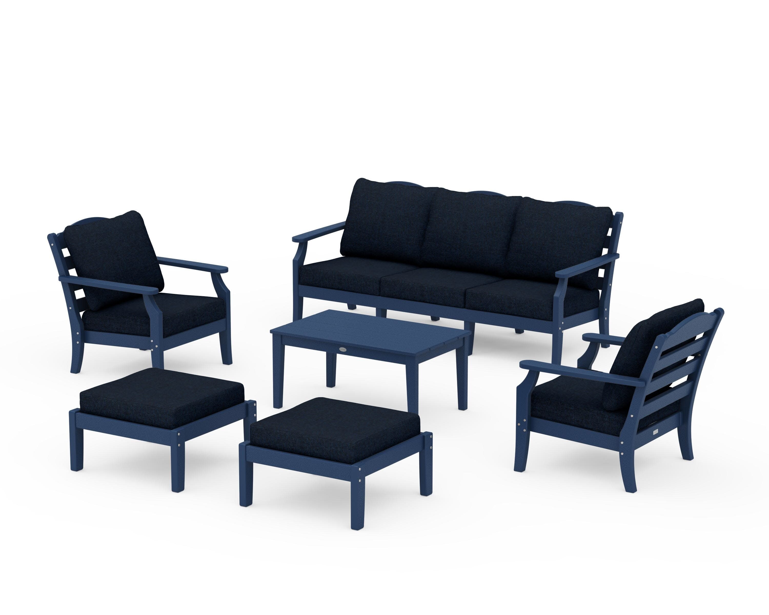 Savannah 6-Piece Lounge Sofa Set in Navy / Marine Indigo