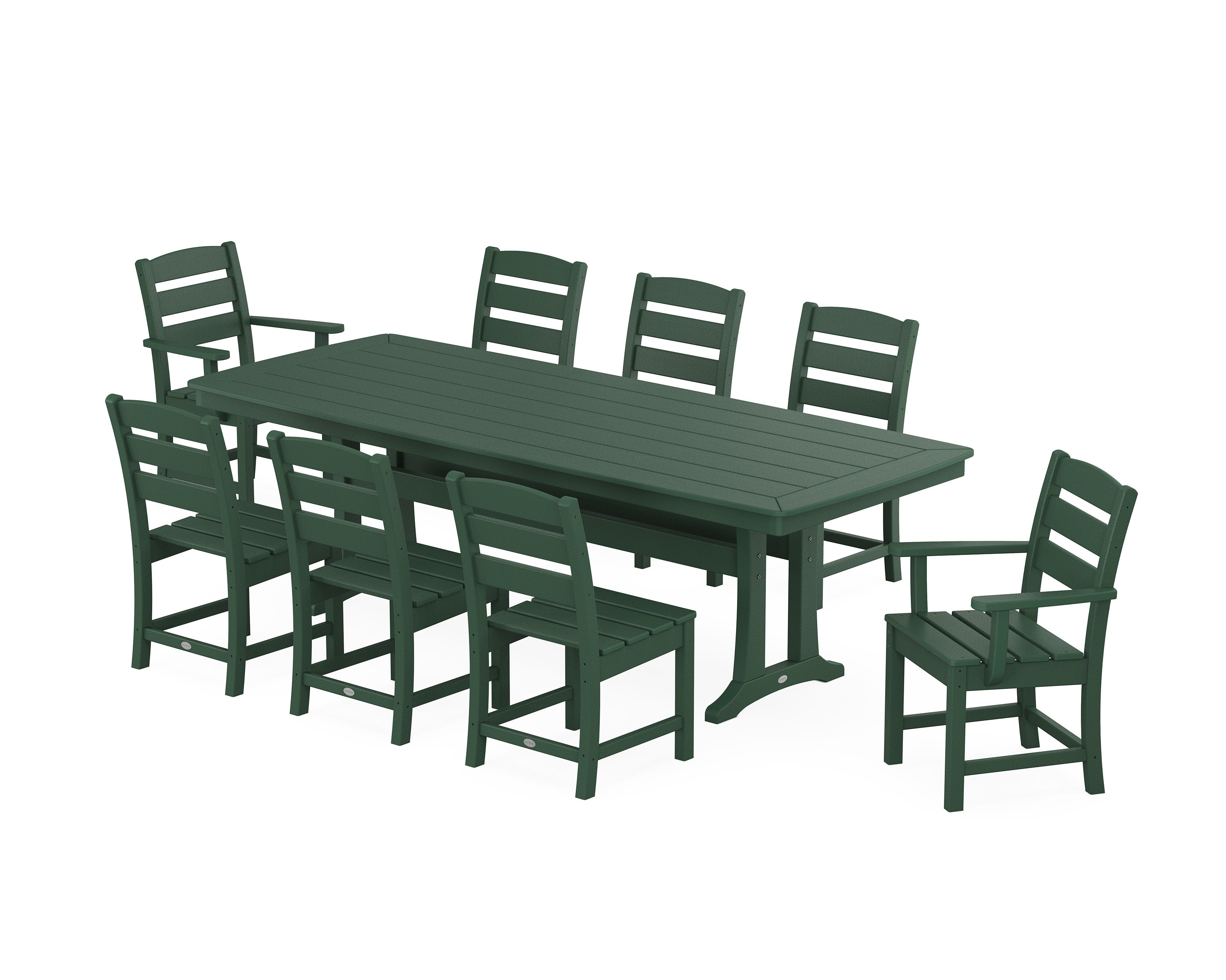 Lakeside 9-Piece Dining Set with Trestle Legs in Green