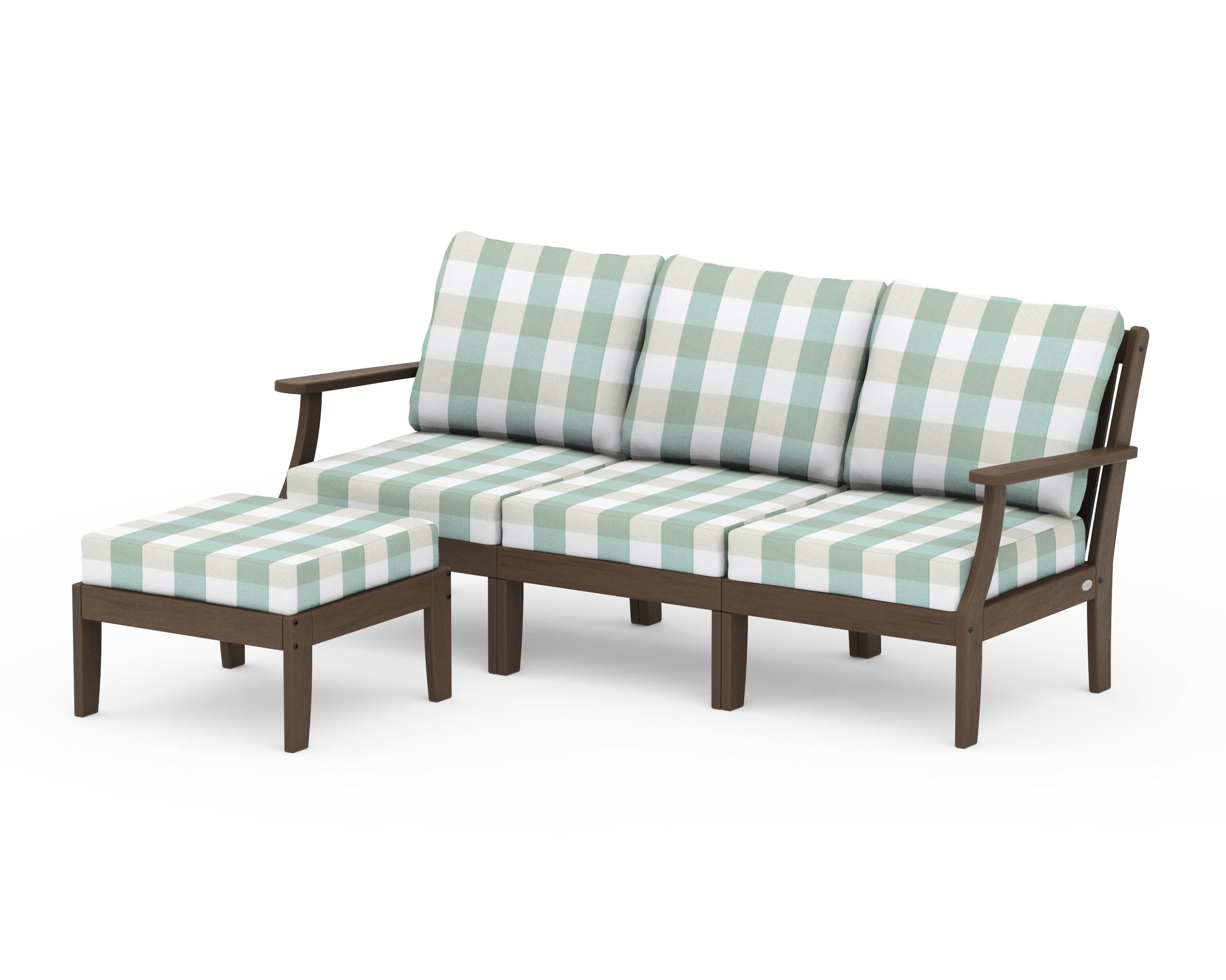 Braxton Modular 4-Piece Deep Seating Set with Ottoman in Kona / Buffalo Plaid Glacier Spa