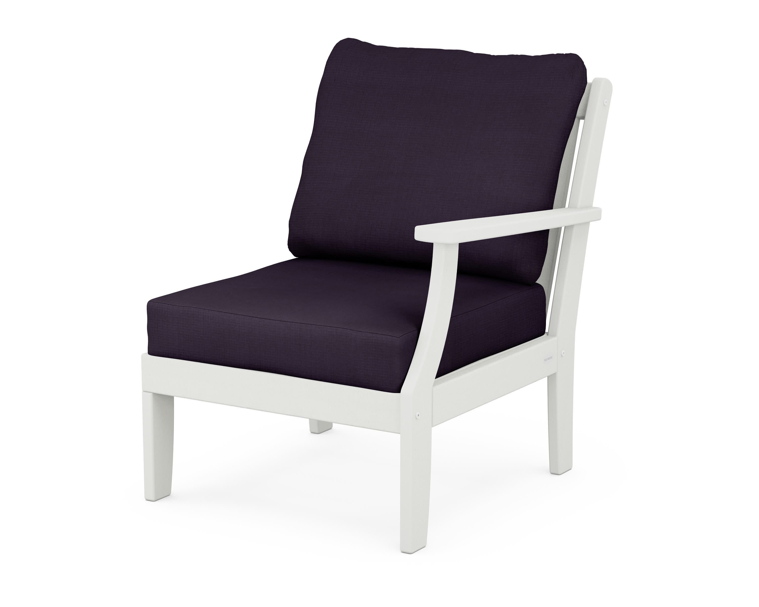 Braxton Modular Right Arm Chair in Vintage White / Navy Linen
