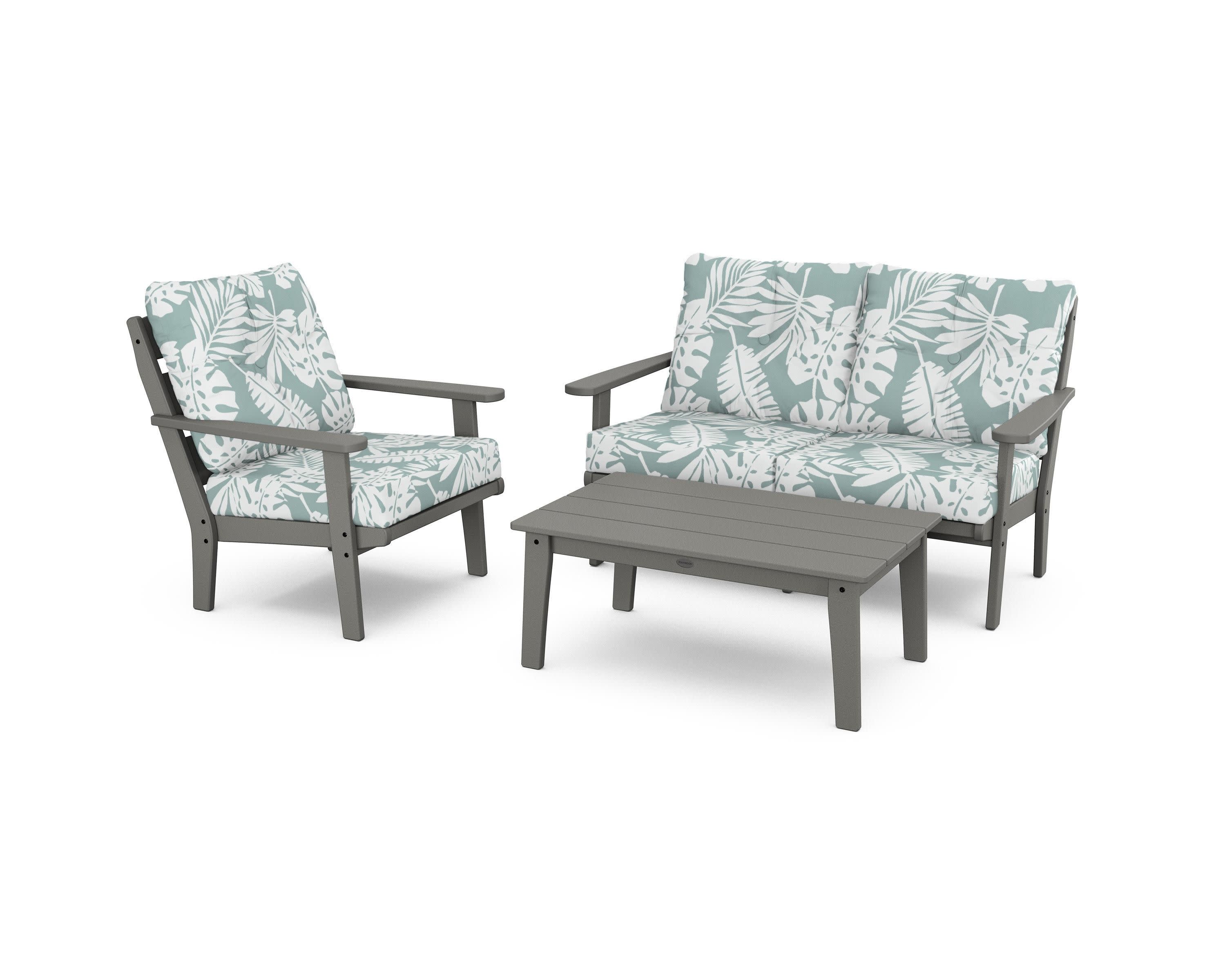 Lakeside 3-Piece Deep Seating Set in Slate Grey / Leaf Glacier Spa