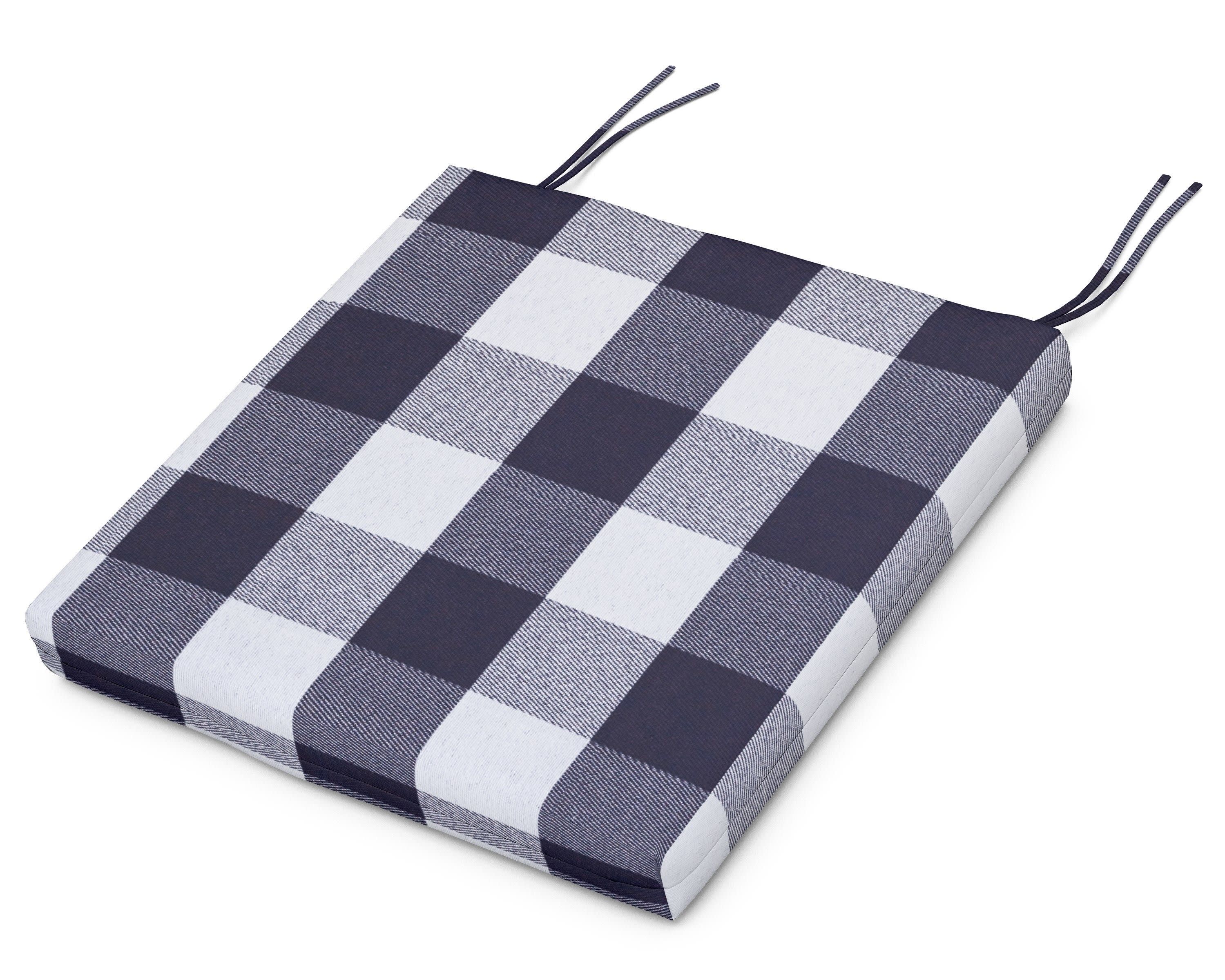 Seat Cushion 17"D x 19"W x 2.5"H in Buffalo Plaid Navy