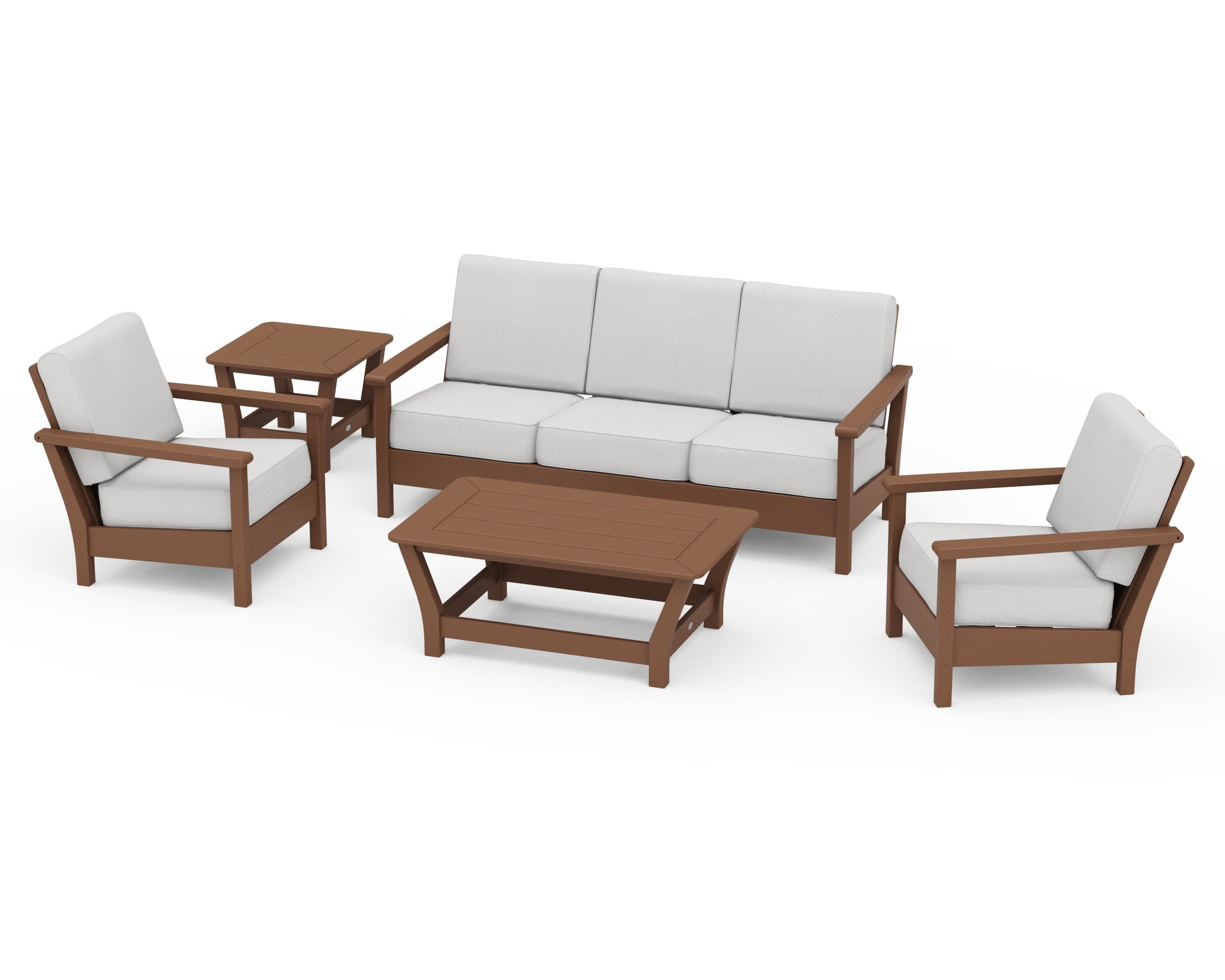 Harbour 5-Piece Deep Seating Set in Teak / Diamond in the Rough